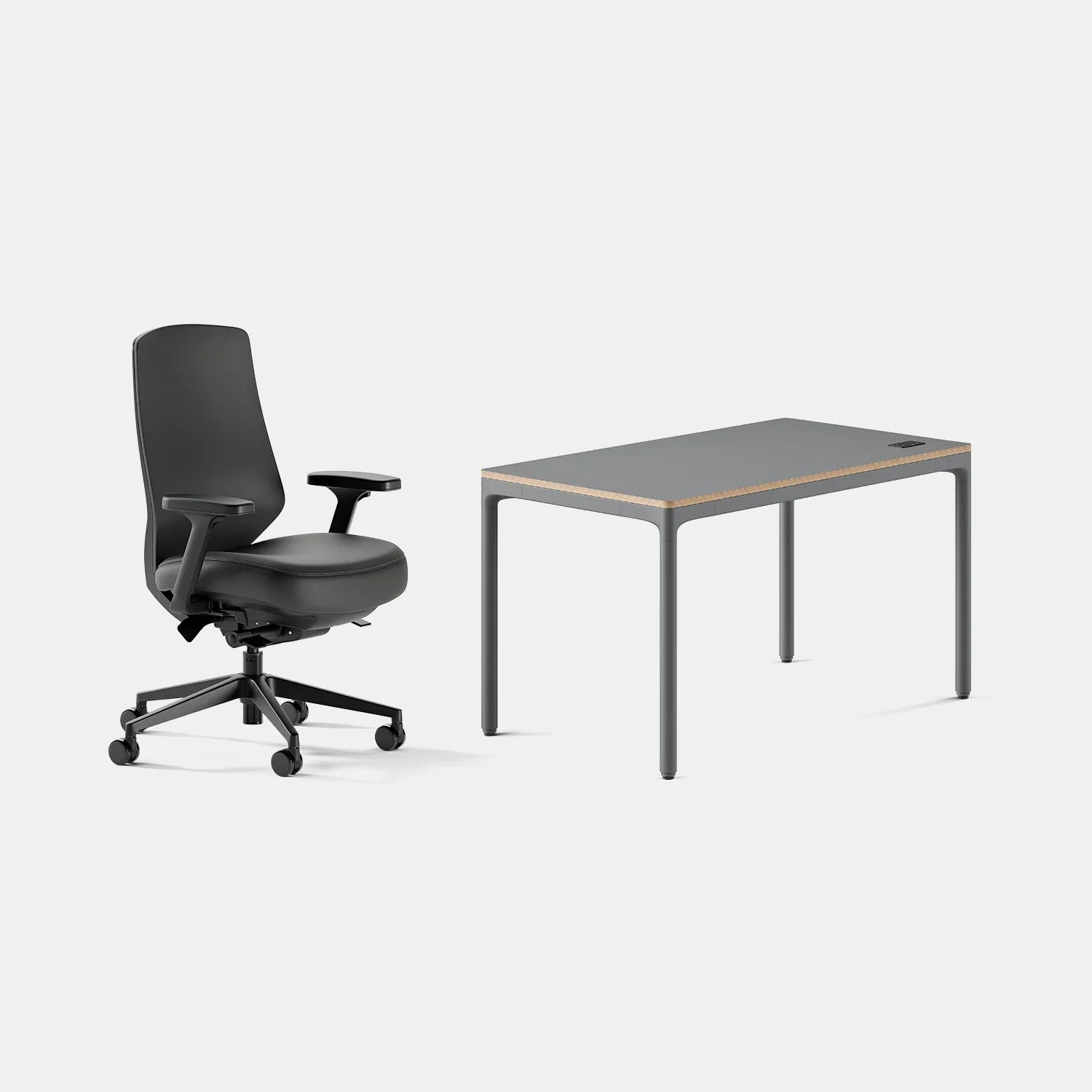 Chair Color:Black Vegan Leather; Desk Color:Carbon/Carbon;