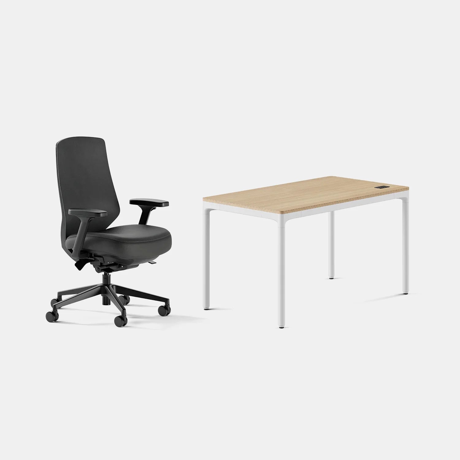 Chair Color:Black Leather; Desk Color:Woodgrain/White;