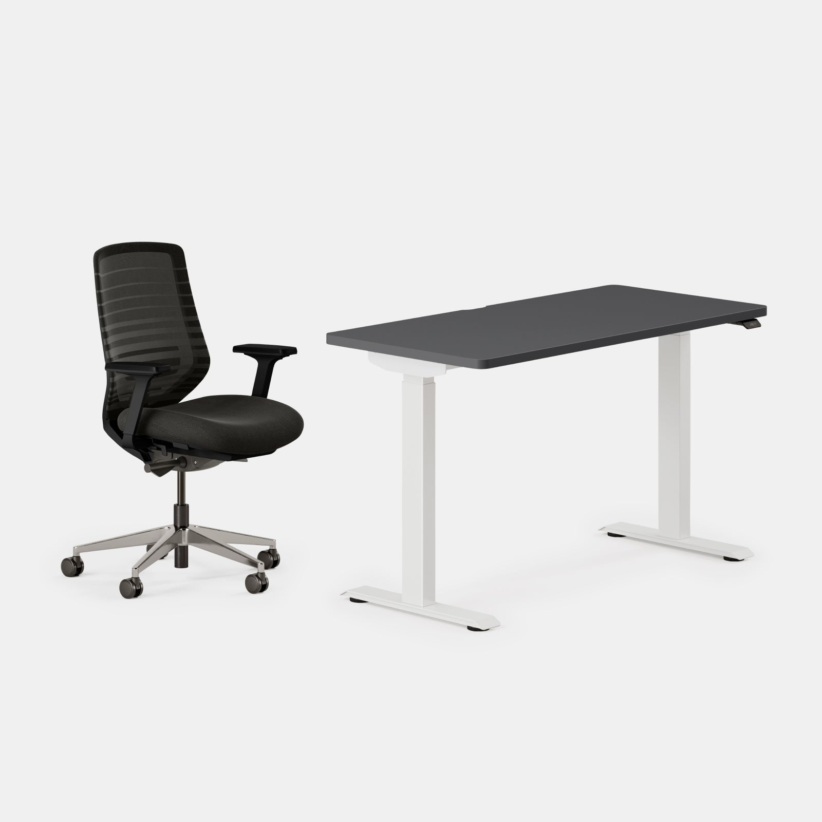 Desk Color:Charcoal/White; Chair Color:Black/Black;