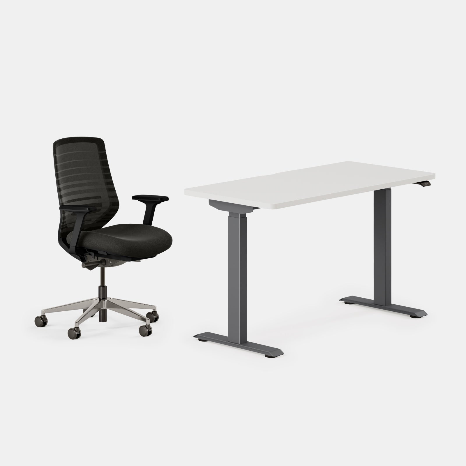 Desk Color:White/Charcoal; Chair Color:Black/Black;