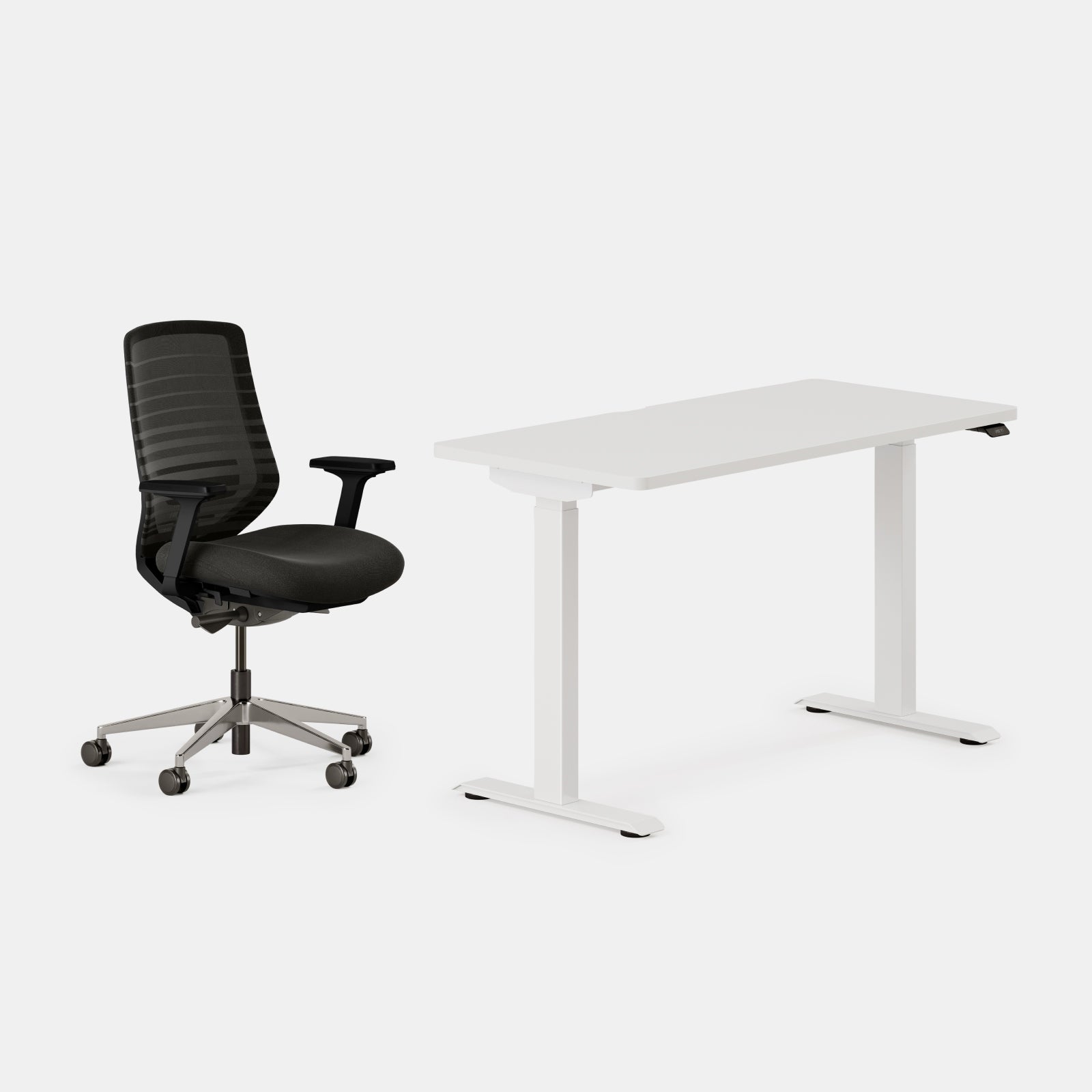 Desk Color:White/White; Chair Color:Black/Black;