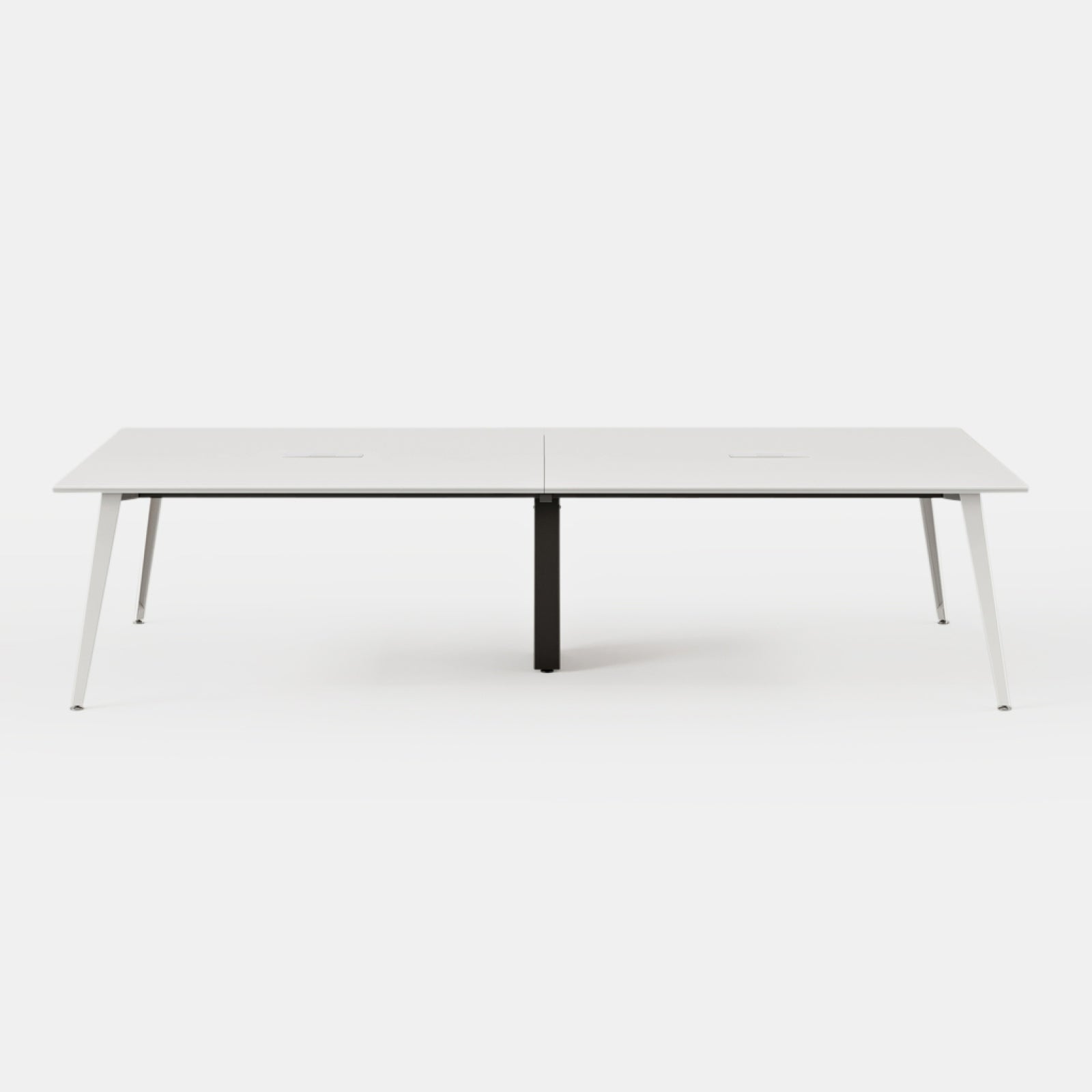 Desk Size:118 inches Table + 8 Chairs; Desk Color:White/Powder White; Chair Color:Black