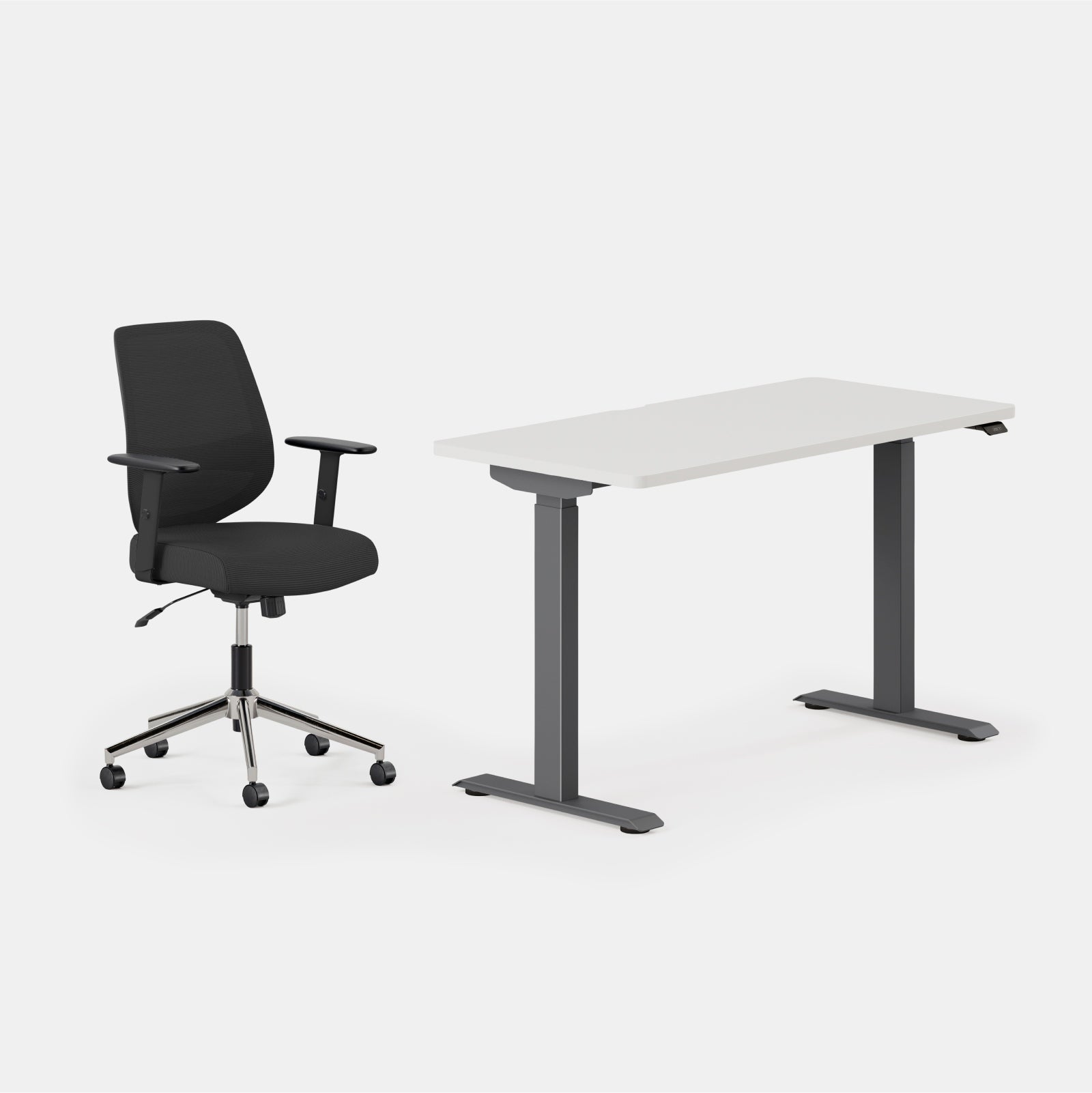 Desk Color:White/Charcoal; Chair Color:Black/Black;