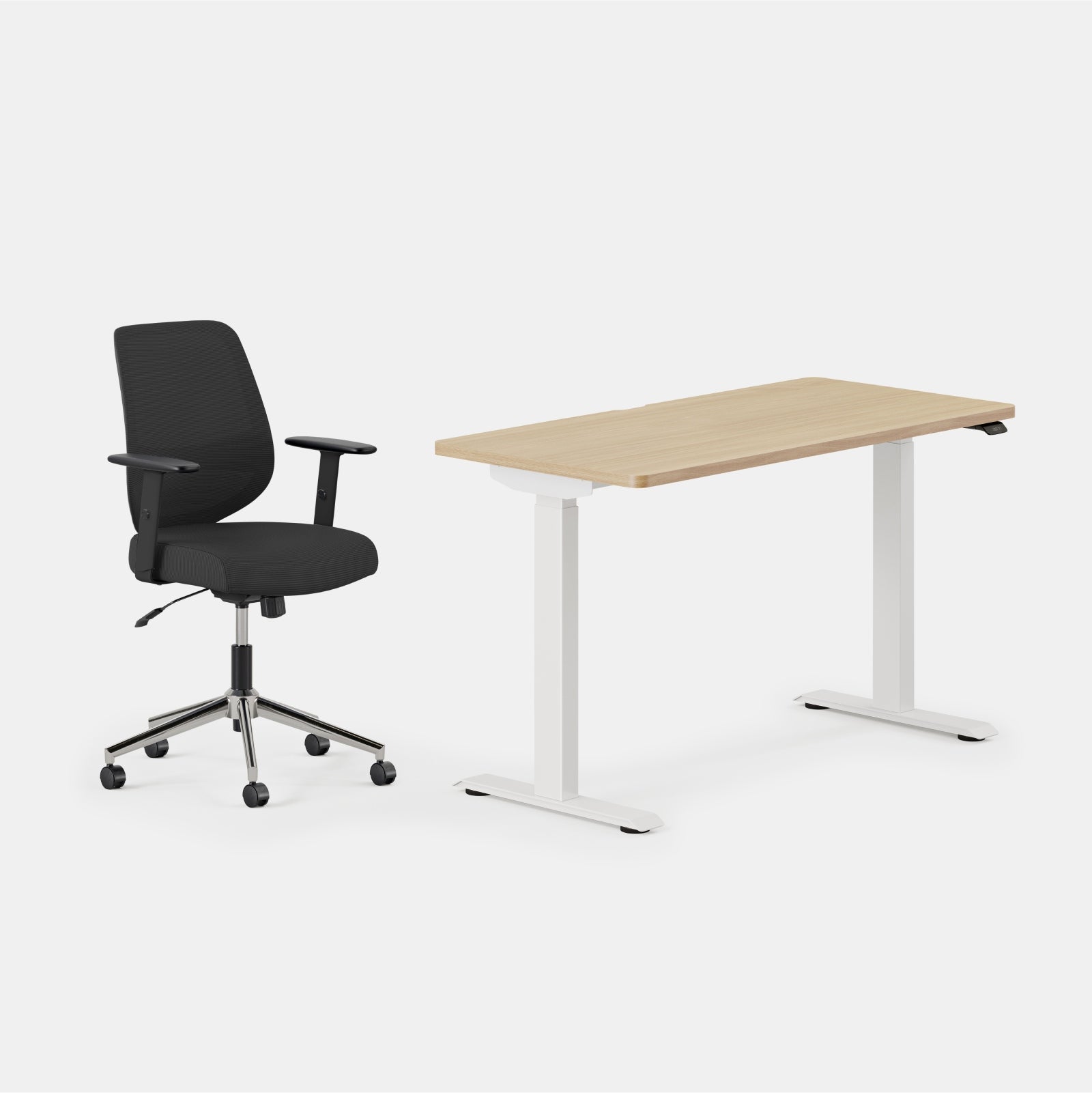 Desk Color:Woodgrain/White; Chair Color:Black/Black;