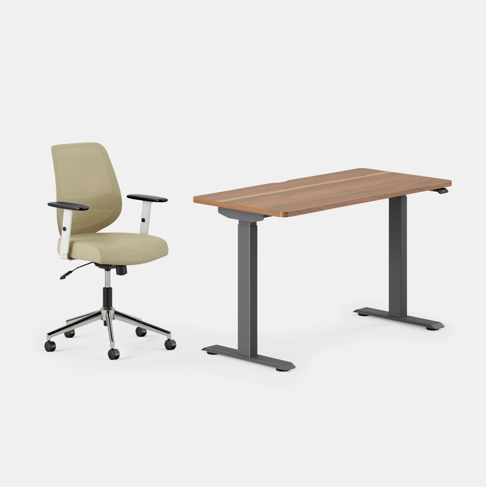 Desk Color:Walnut/Charcoal; Chair Color:Linden Green;