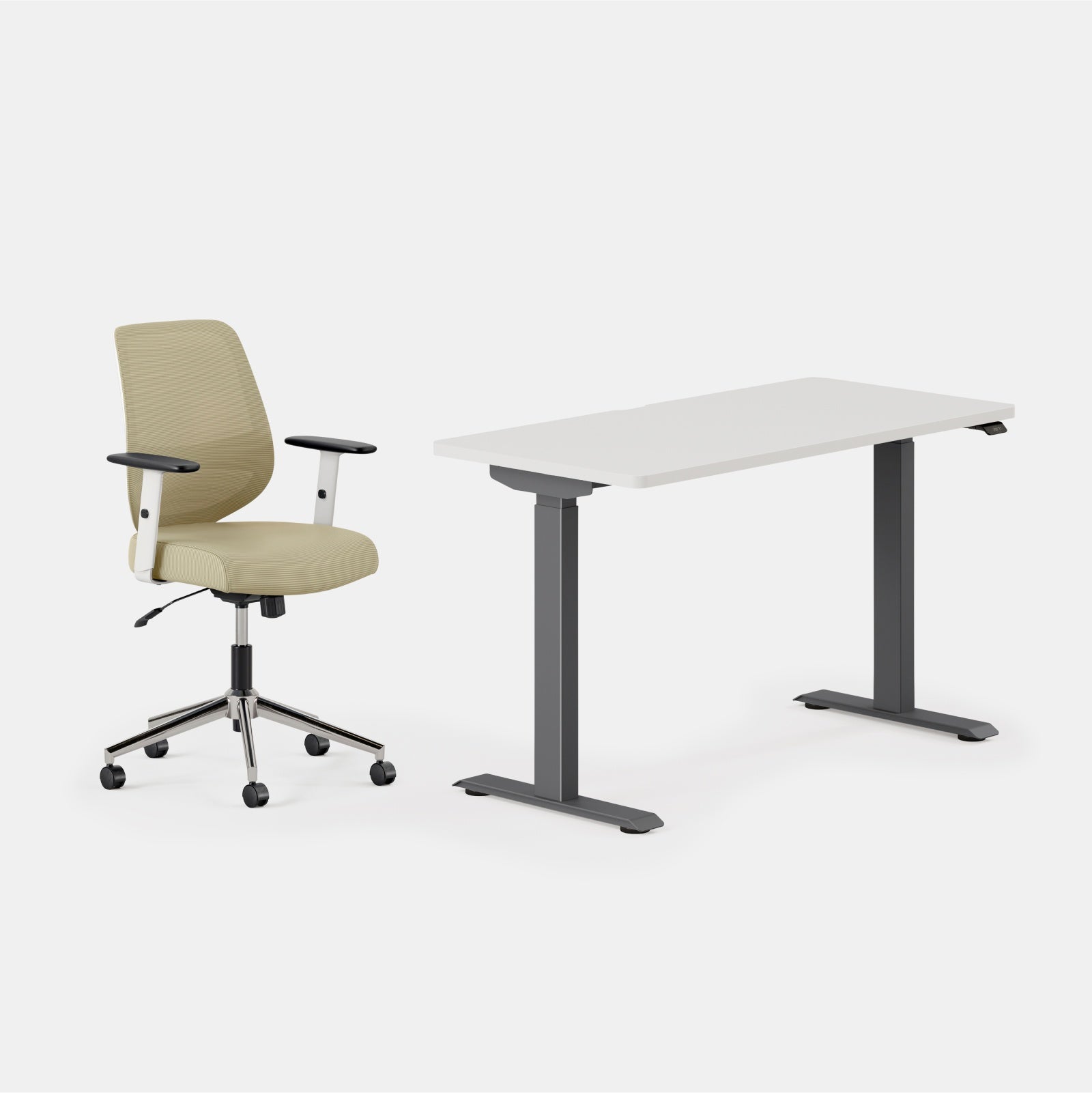 Desk Color:White/Charcoal; Chair Color:Linden Green;