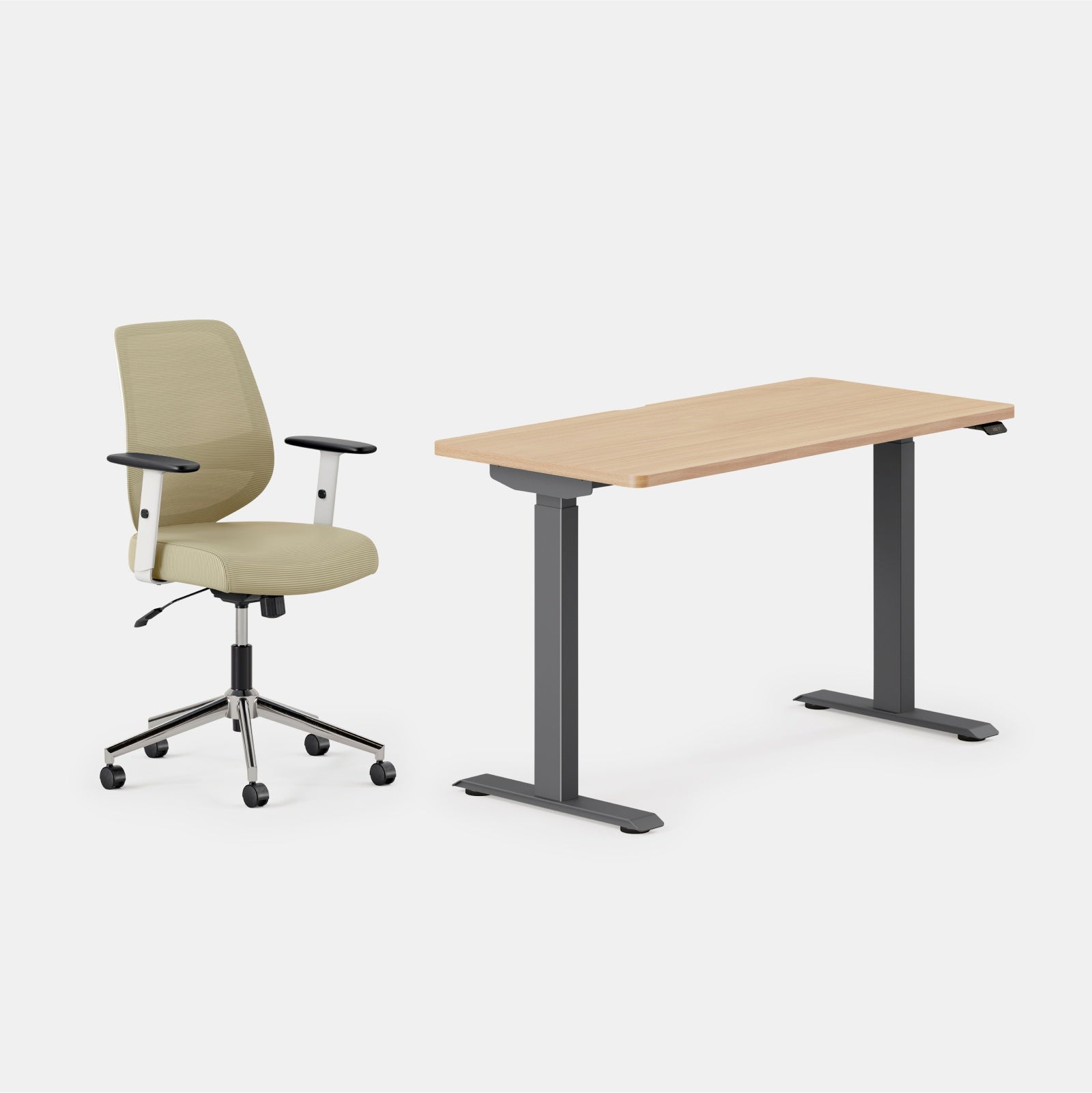 Desk Color:Woodgrain/Charcoal; Chair Color:Linden Green;