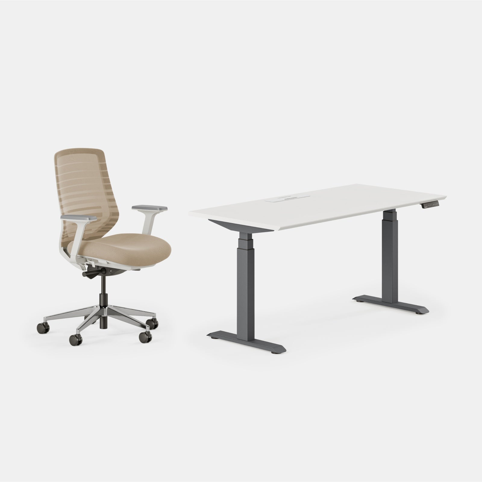 Chair Color:Sand/White; Desk Color:White/Charcoal;