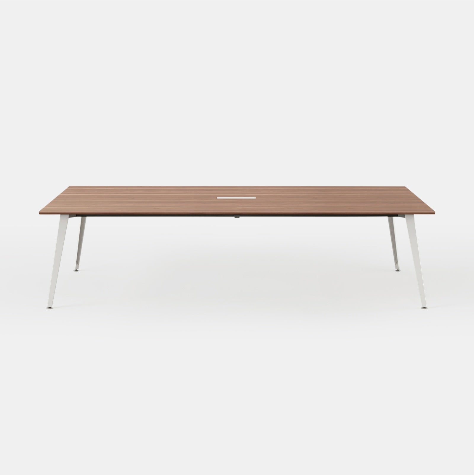 Desk Size:96 inches x 48 inches; Top Color:Walnut; Leg Color:Powder White