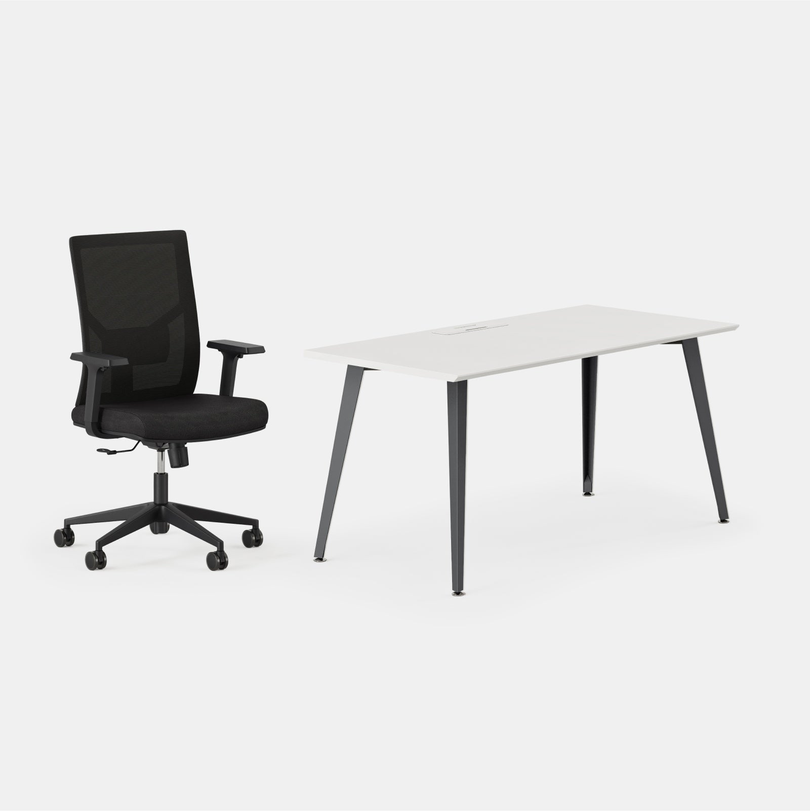 Desk Color:White/Charcoal