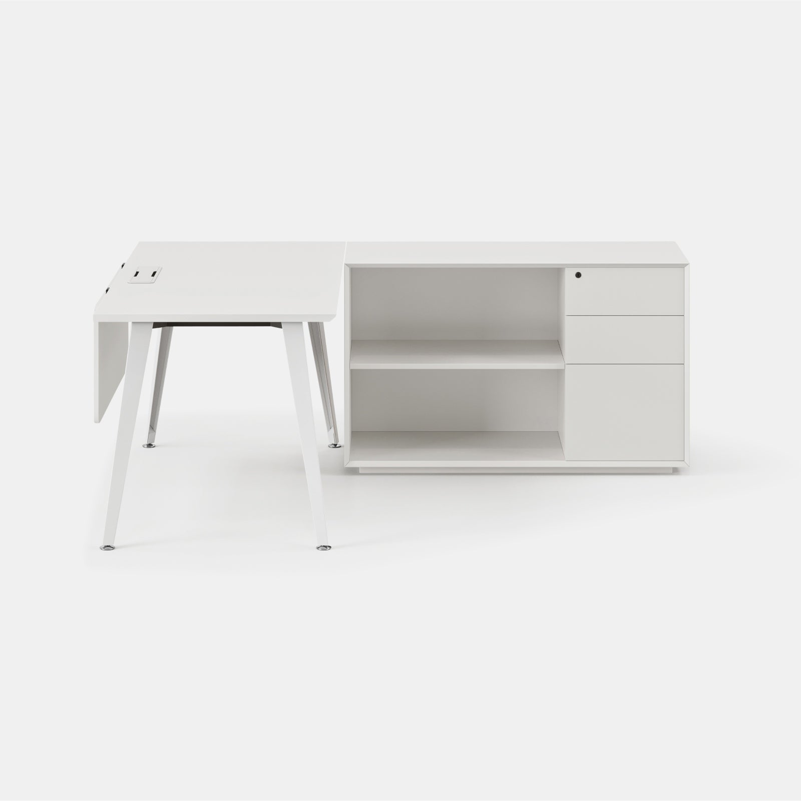 Orientation:Right; Color:White/Powder White; Size:Office Desk + Credenza