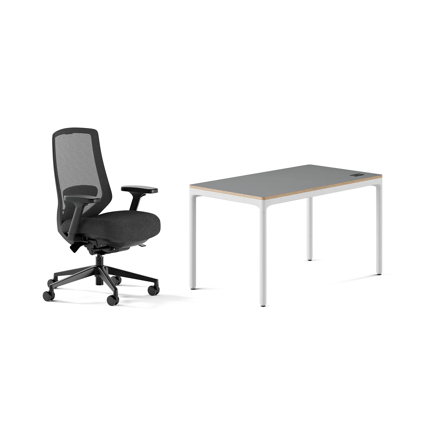 Chair Color:Black; Desk Color:Carbon/White;