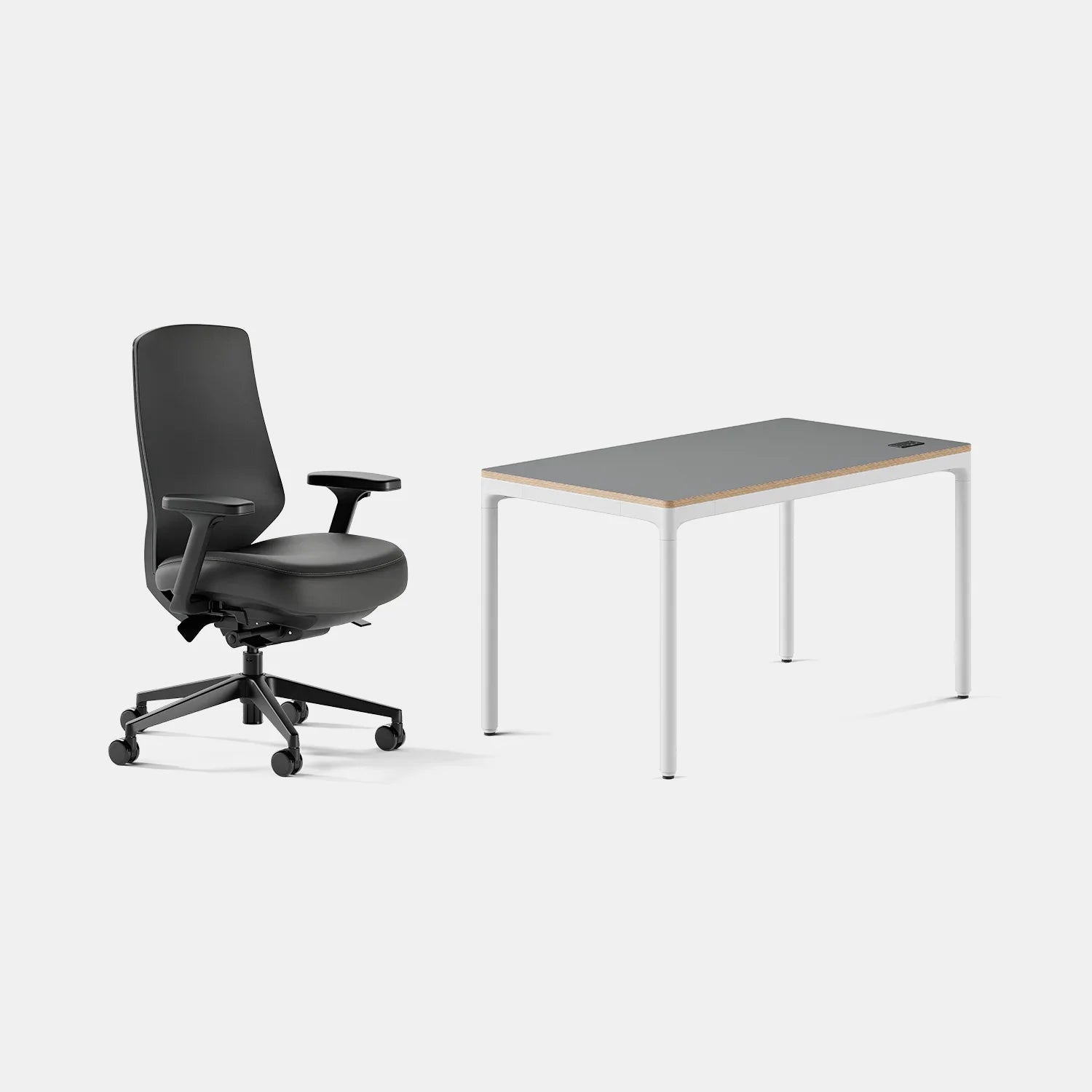 Chair Color:Black Vegan Leather; Desk Color:Carbon/White;