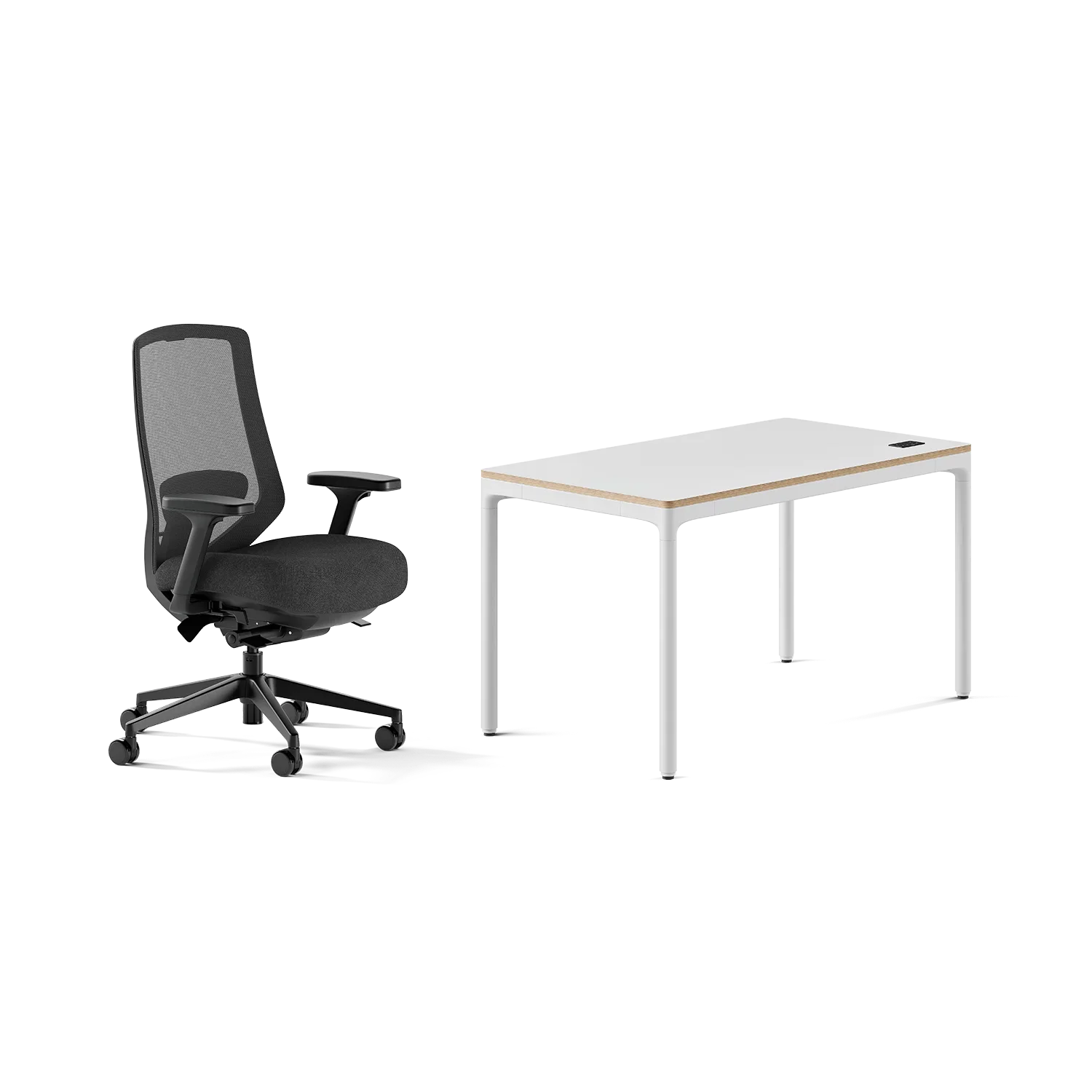 Chair Color:Black; Desk Color:White/White;