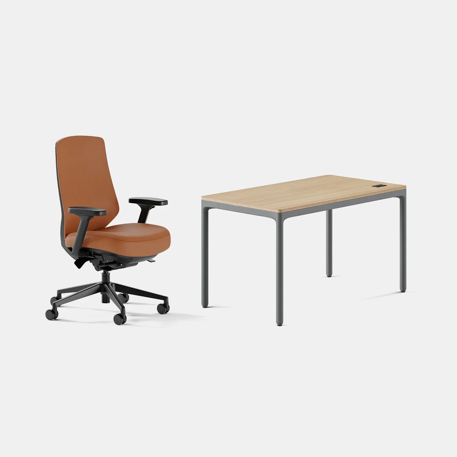 Chair Color:Canyon Vegan Leather; Desk Color:Woodgrain/Carbon;