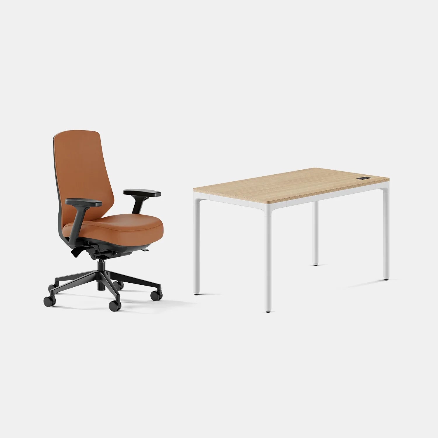 Chair Color:Canyon Vegan Leather; Desk Color:Woodgrain/White;