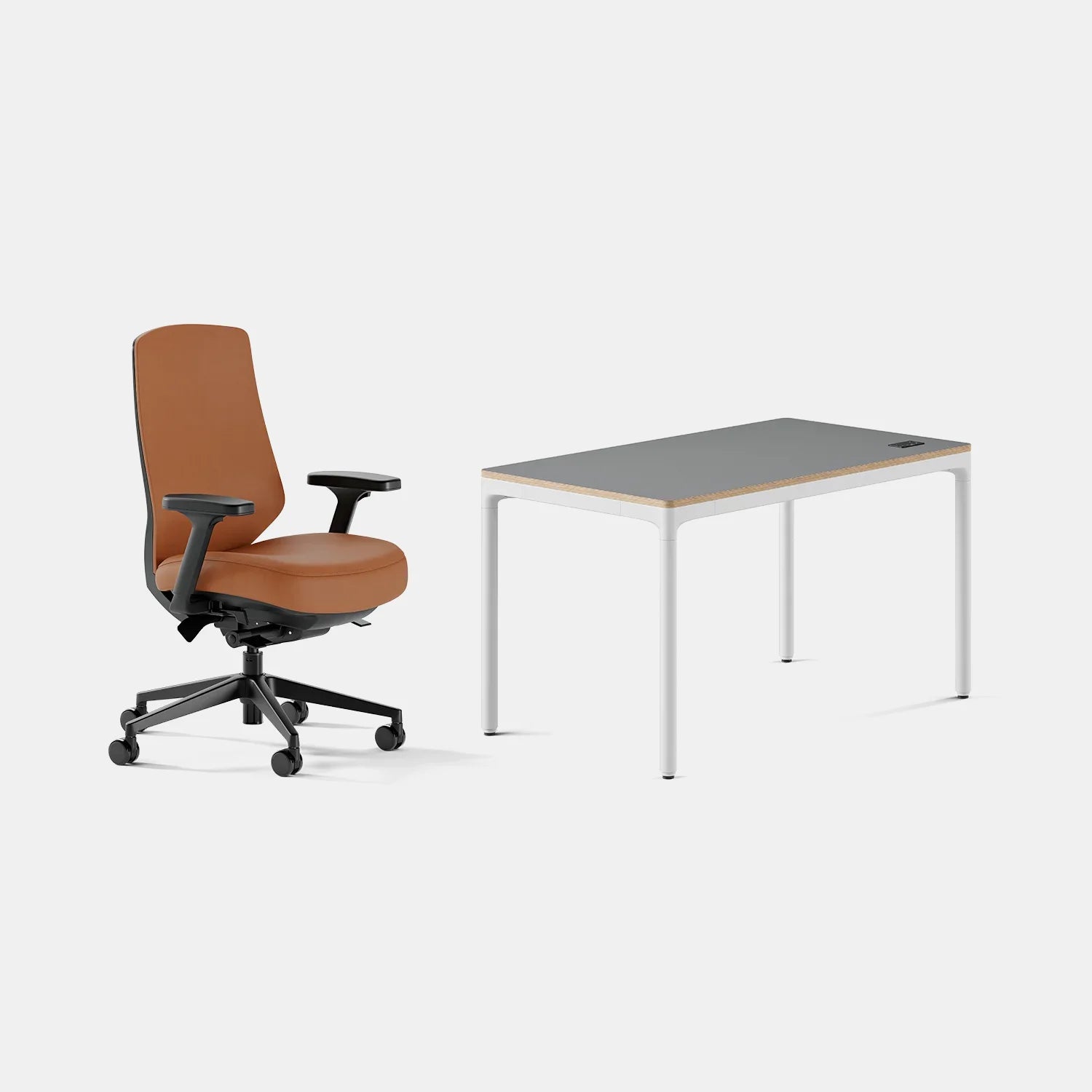 Chair Color:Canyon Vegan Leather; Desk Color:Carbon/White;