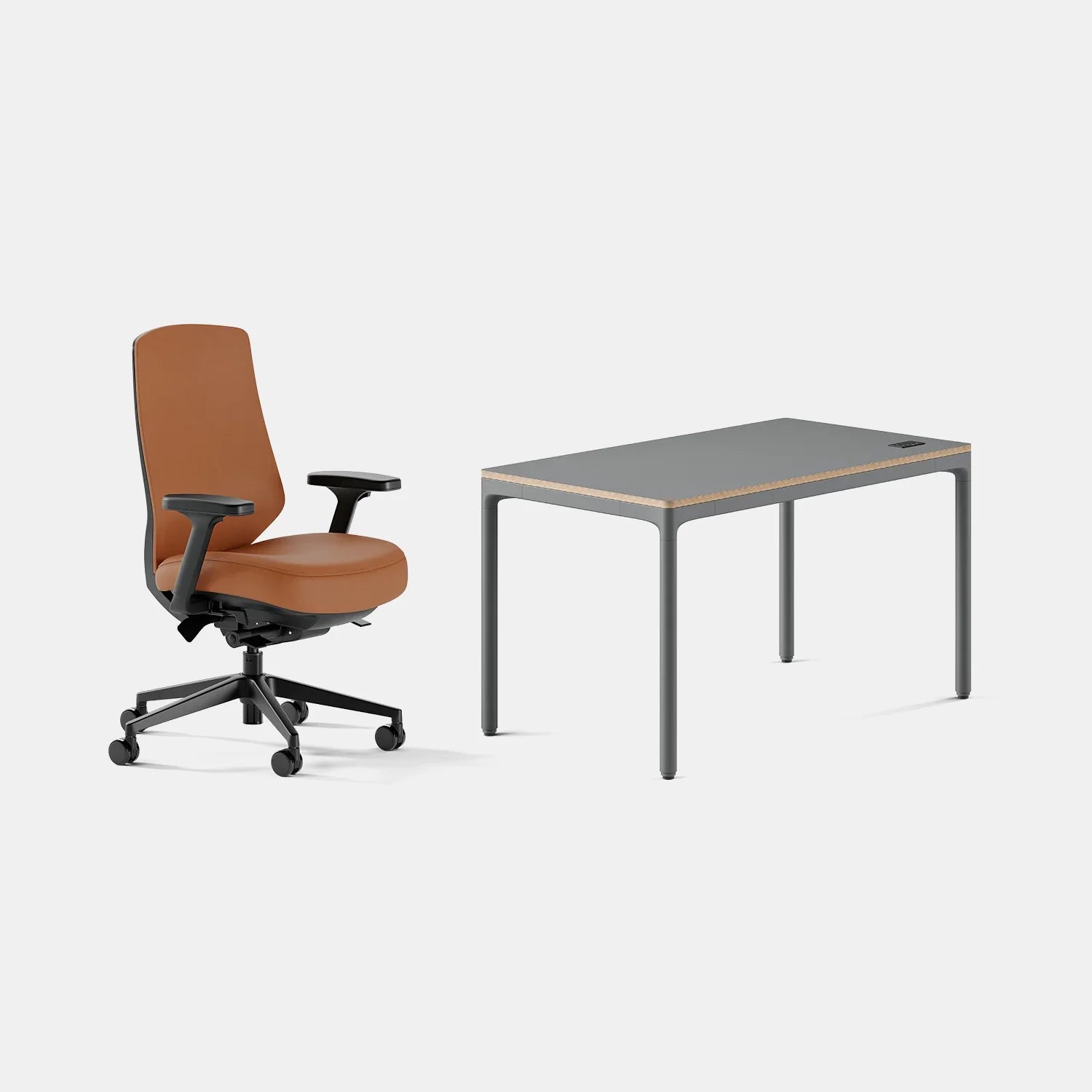 Chair Color:Canyon Vegan Leather; Desk Color:Carbon/Carbon;