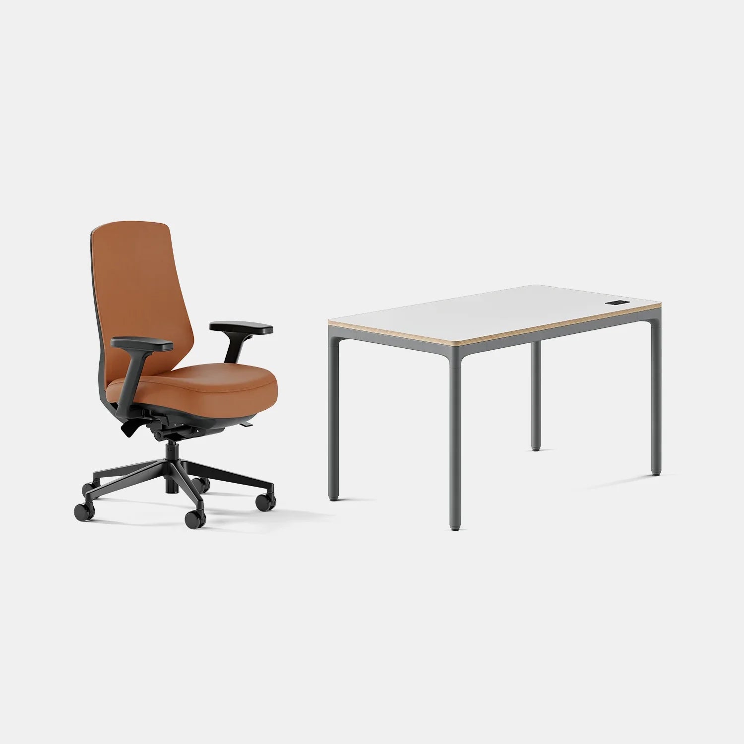 Chair Color:Canyon Vegan Leather; Desk Color:White/Carbon;