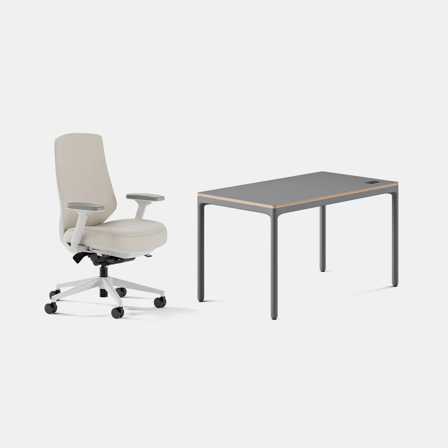 Chair Color:Limestone Vegan Leather; Desk Color:Carbon/Carbon;