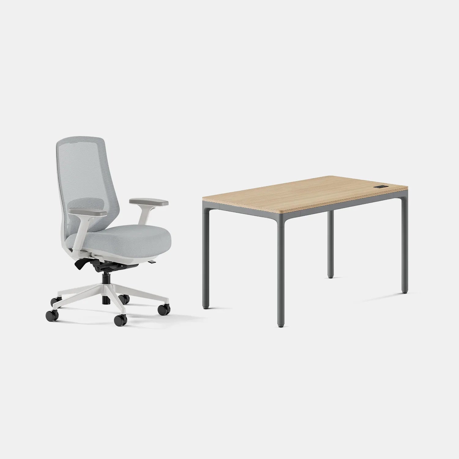 Chair Color:Mineral; Desk Color:Woodgrain/Carbon;