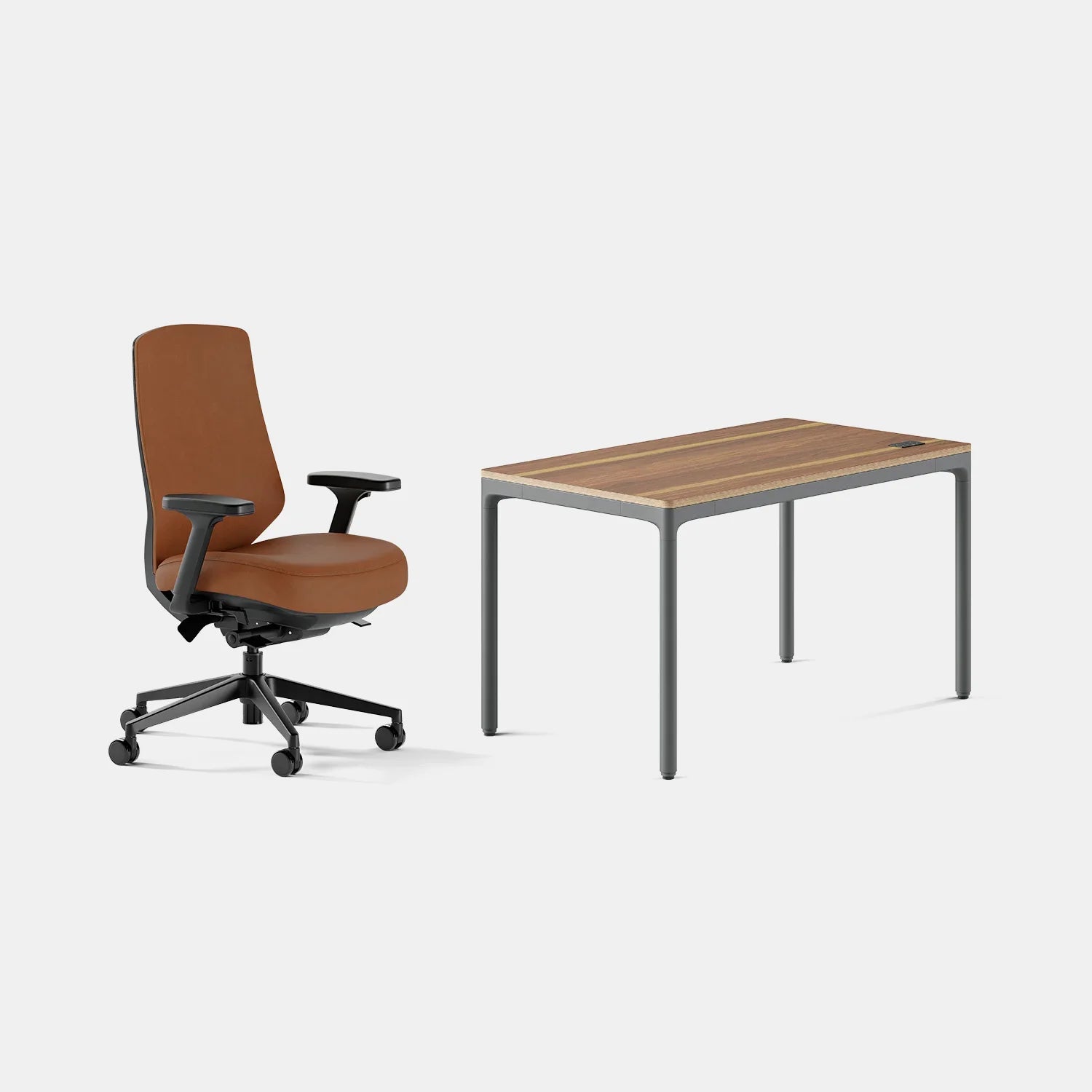 Chair Color:Saddle Leather; Desk Color:Walnut/Carbon;