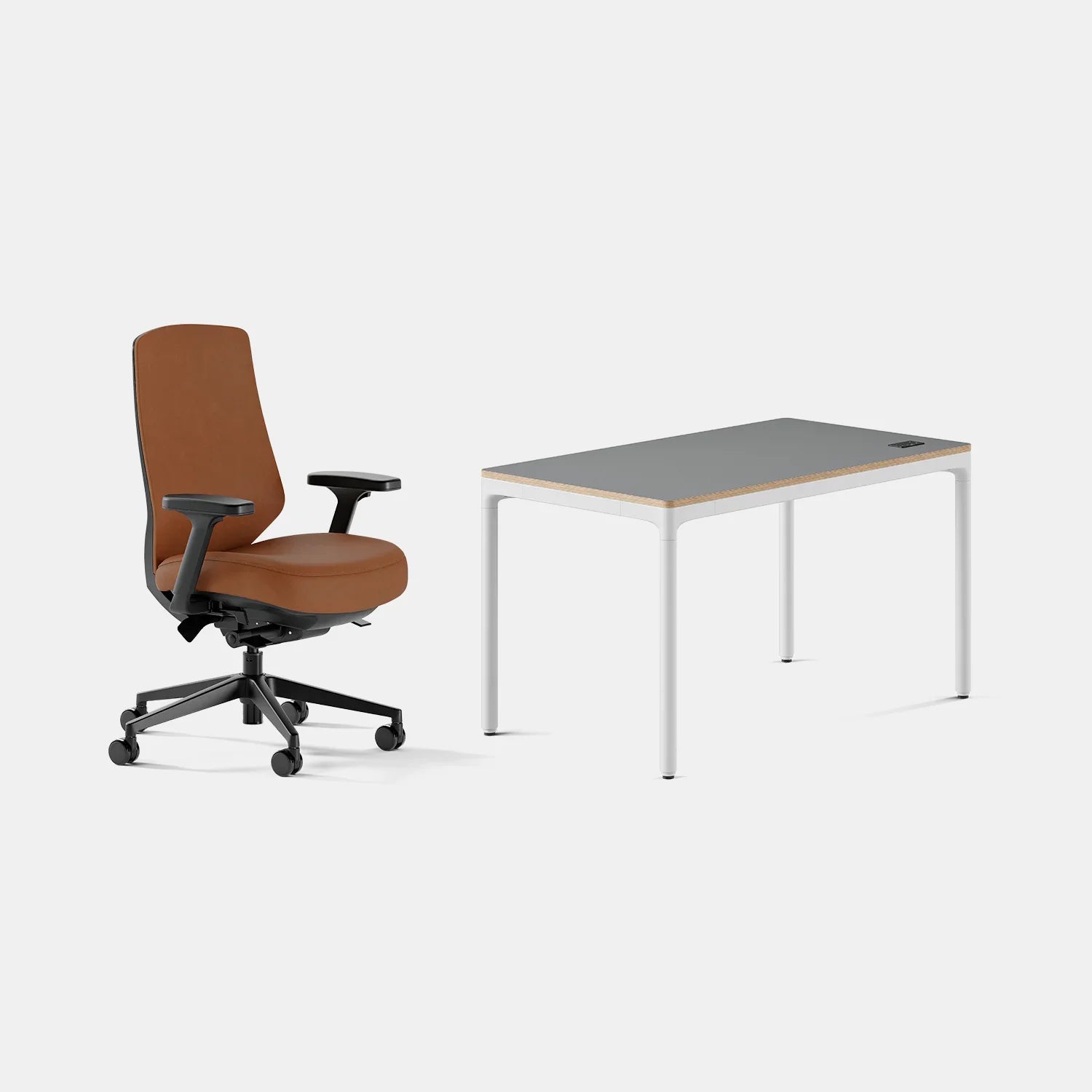 Chair Color:Saddle Leather; Desk Color:Carbon/White;