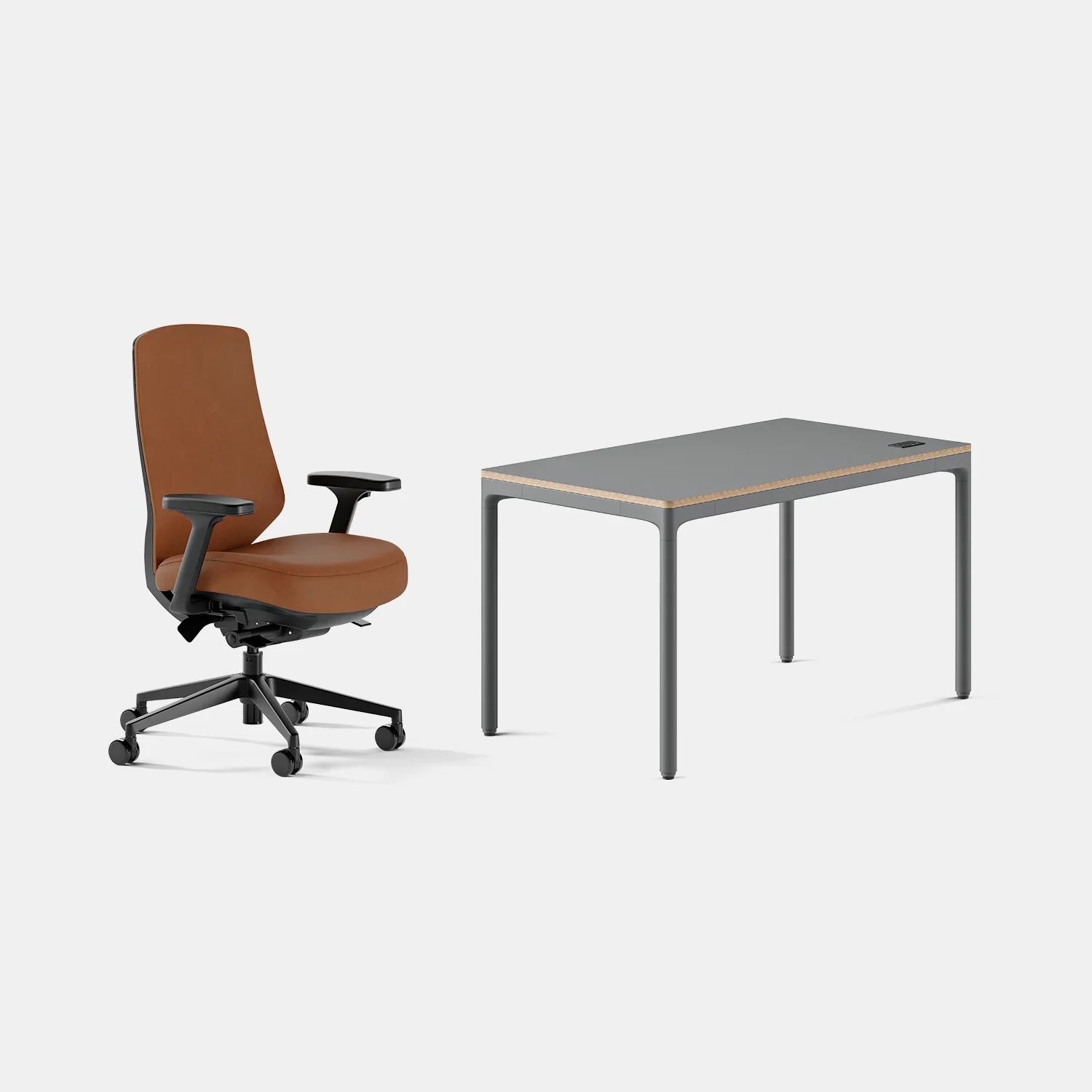 Chair Color:Saddle Leather; Desk Color:Carbon/Carbon;