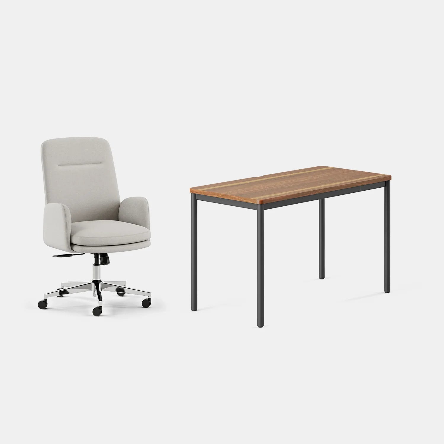 Chair Color:Bone; Desk Color:Walnut/Charcoal;