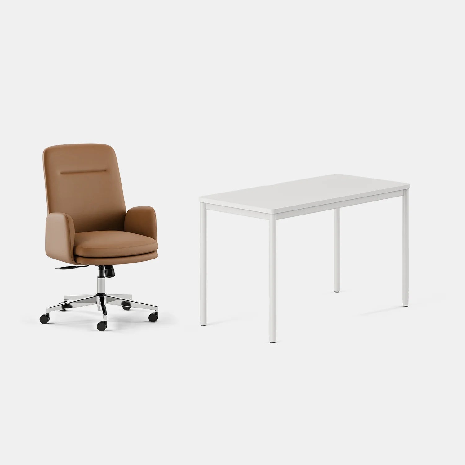 Chair Color:Canyon Vegan Leather; Desk Color:White/White;