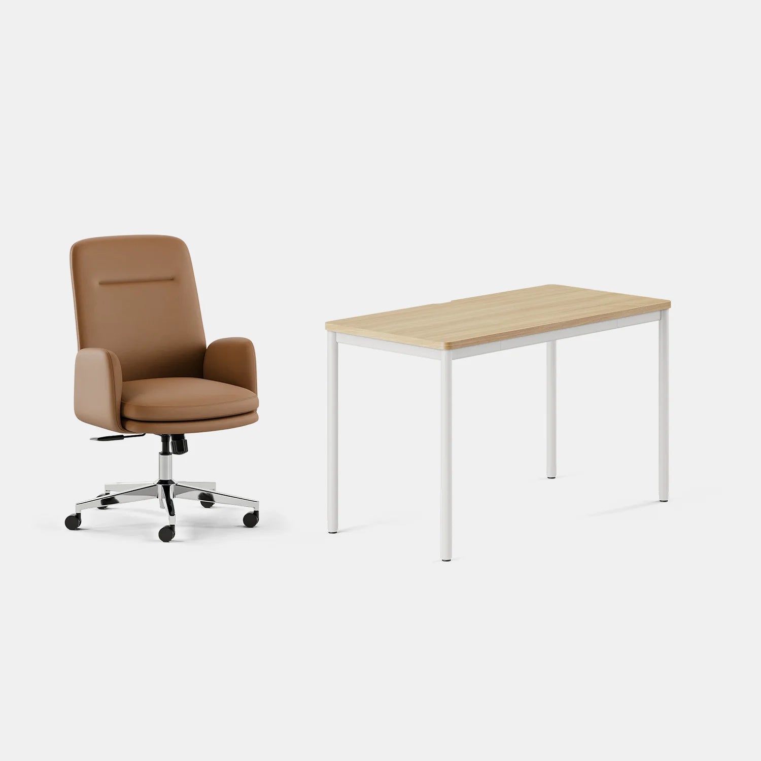 Chair Color:Canyon Vegan Leather; Desk Color:Woodgrain/White;