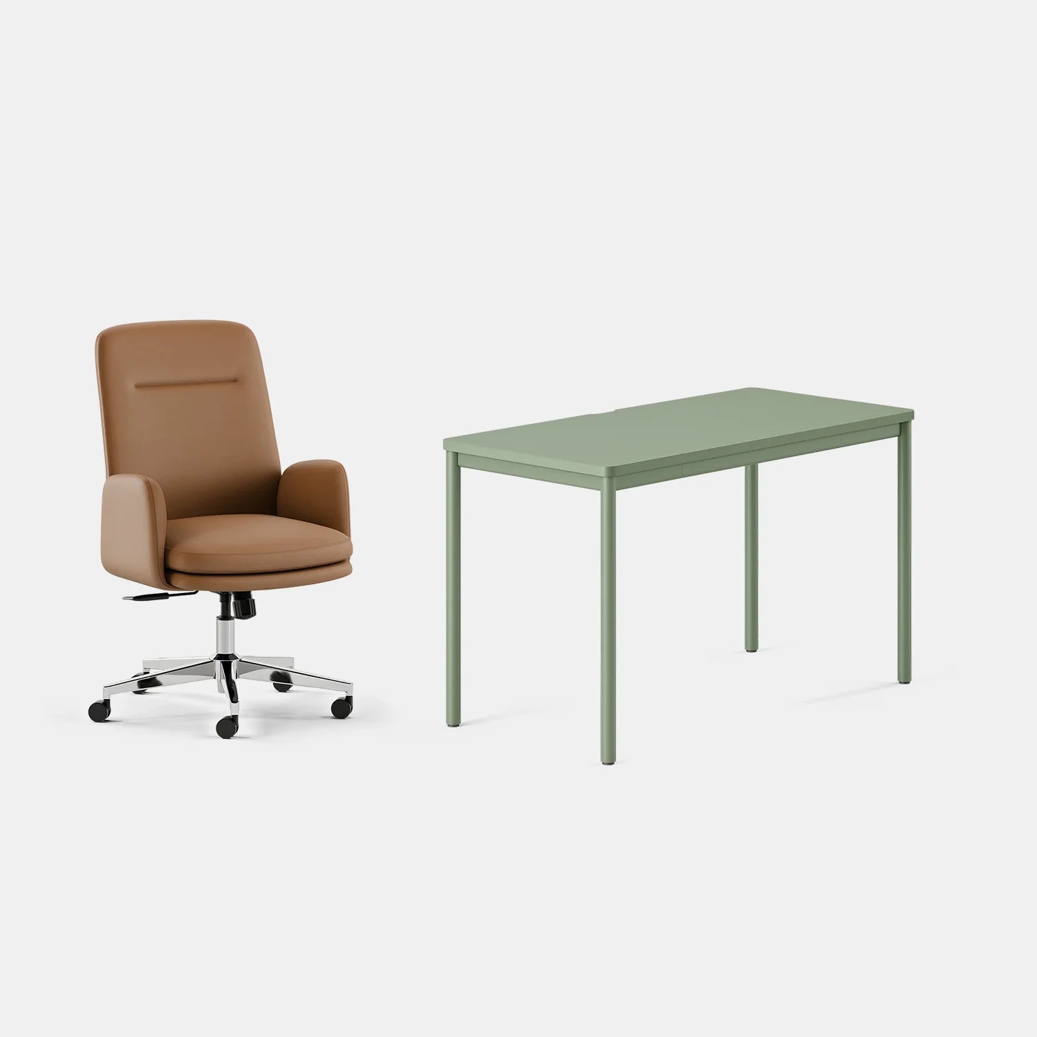 Chair Color:Canyon Vegan Leather; Desk Color:Sage/Sage;