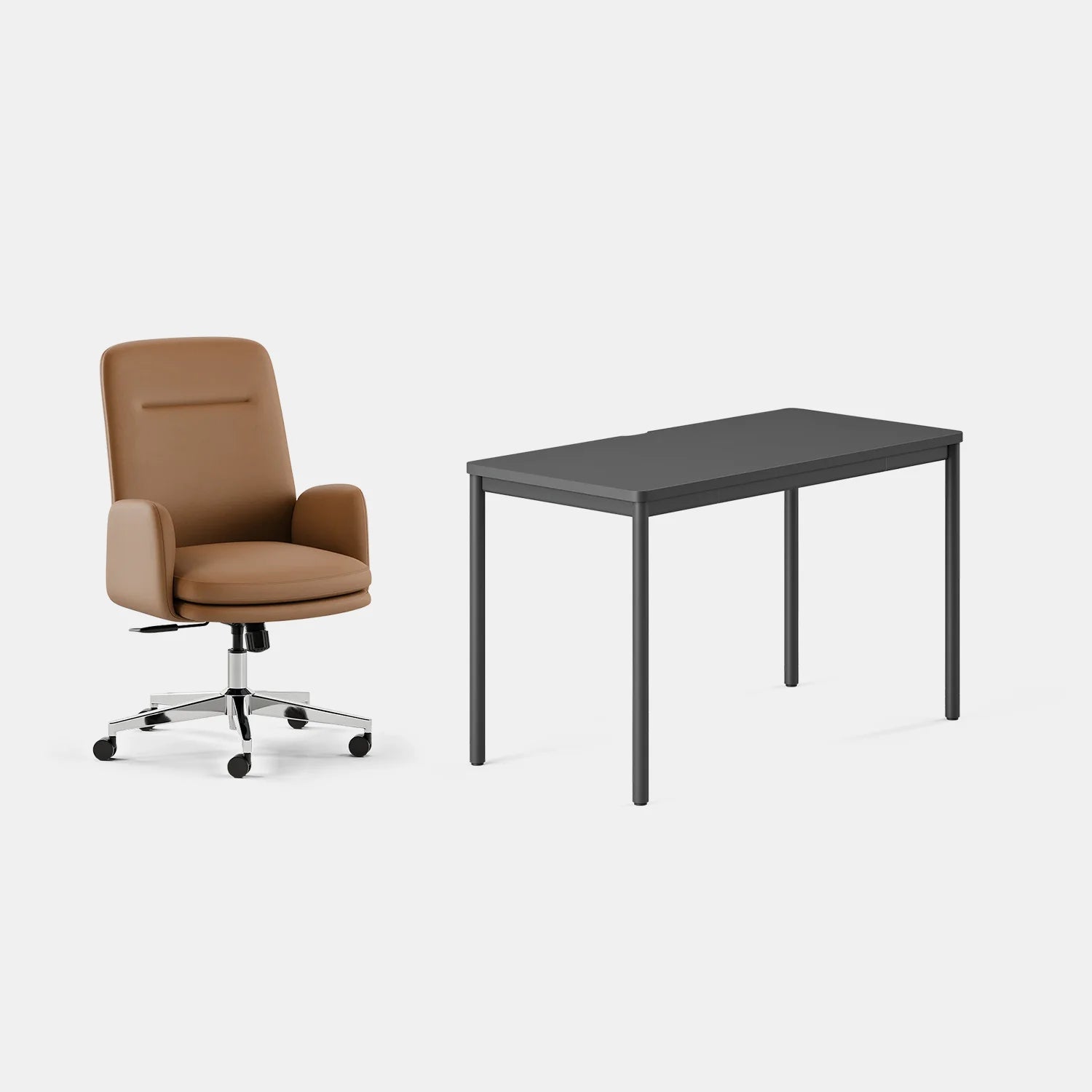 Chair Color:Canyon Vegan Leather; Desk Color:Charcoal/Charcoal;