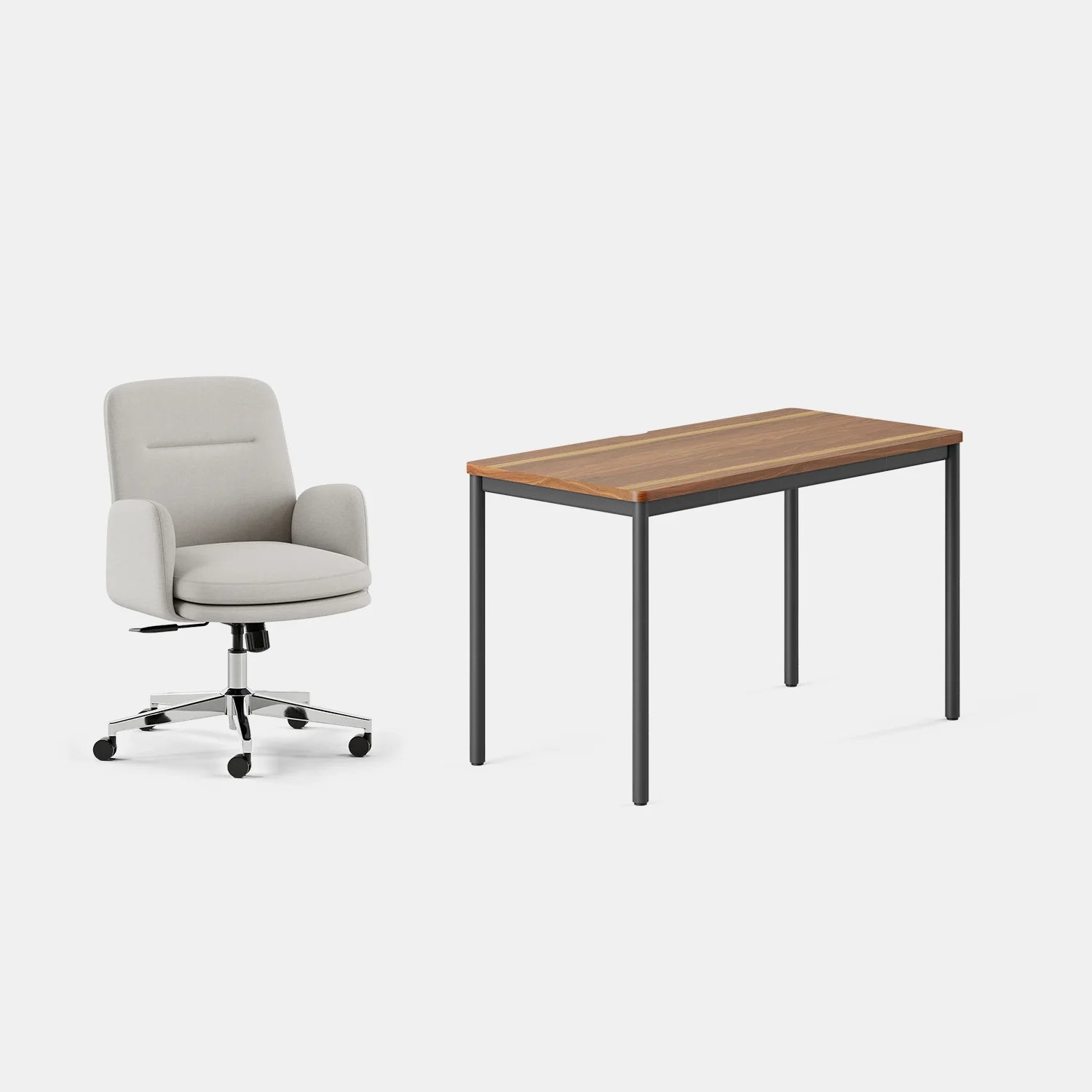 Chair Color:Bone; Desk Color:Walnut/Charcoal;