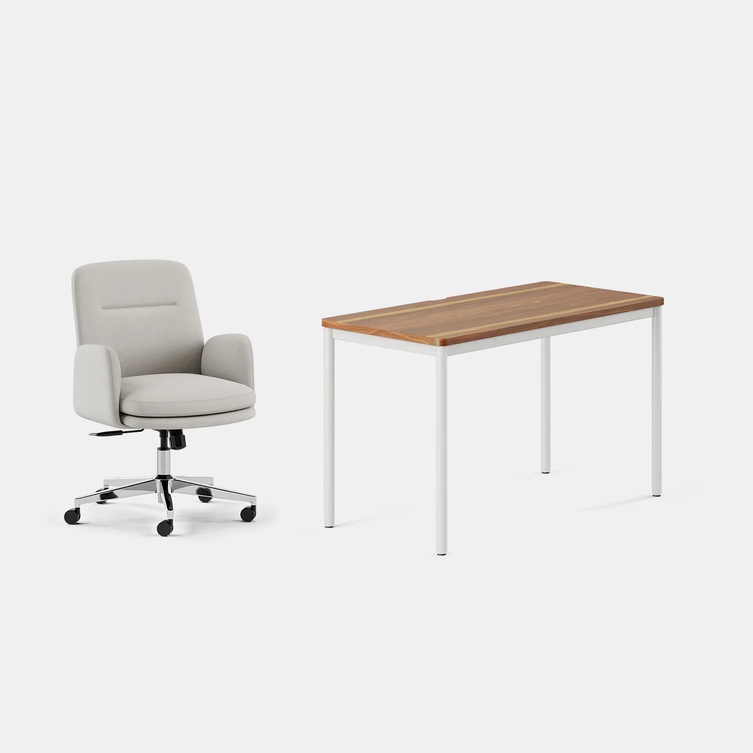 Chair Color:Bone; Desk Color:Walnut/White;