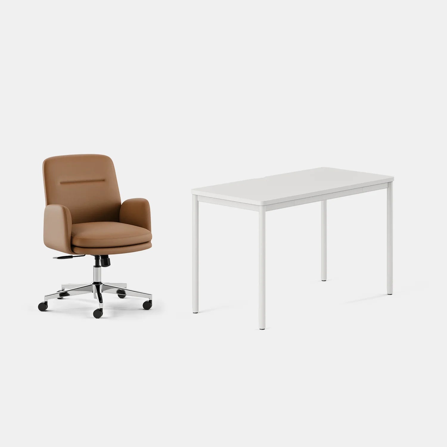 Chair Color:Canyon Vegan Leather; Desk Color:White/White;