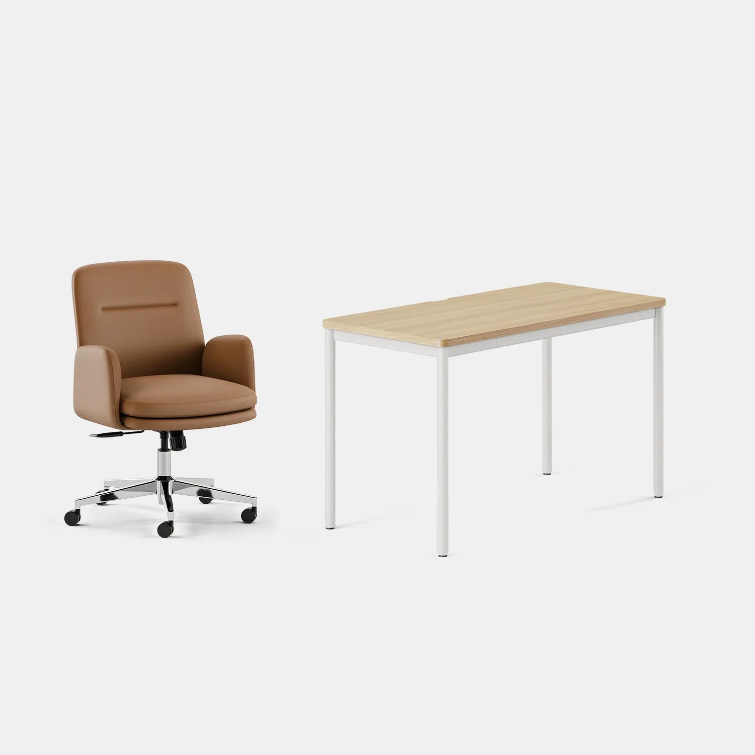 Chair Color:Canyon Vegan Leather; Desk Color:Woodgrain/White;