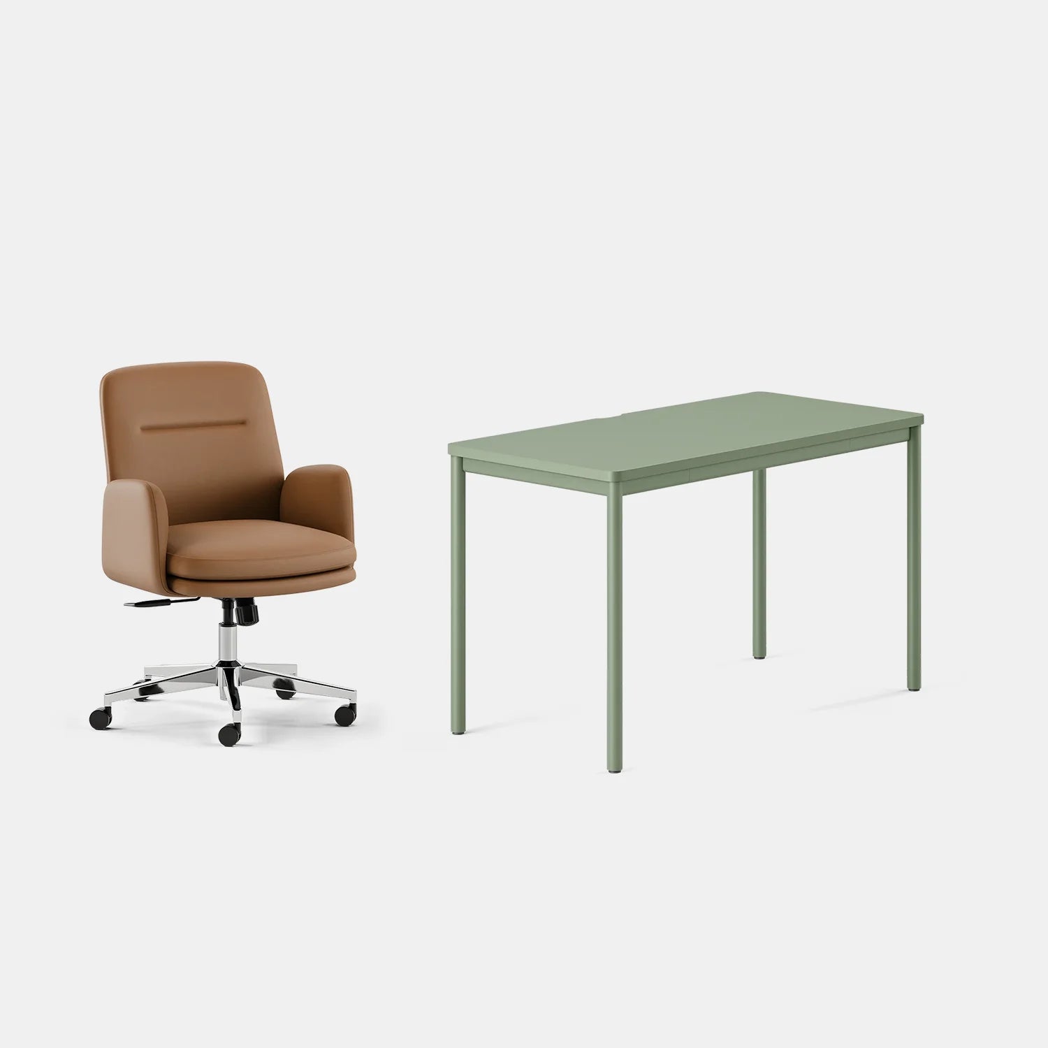 Chair Color:Canyon Vegan Leather; Desk Color:Sage/Sage;