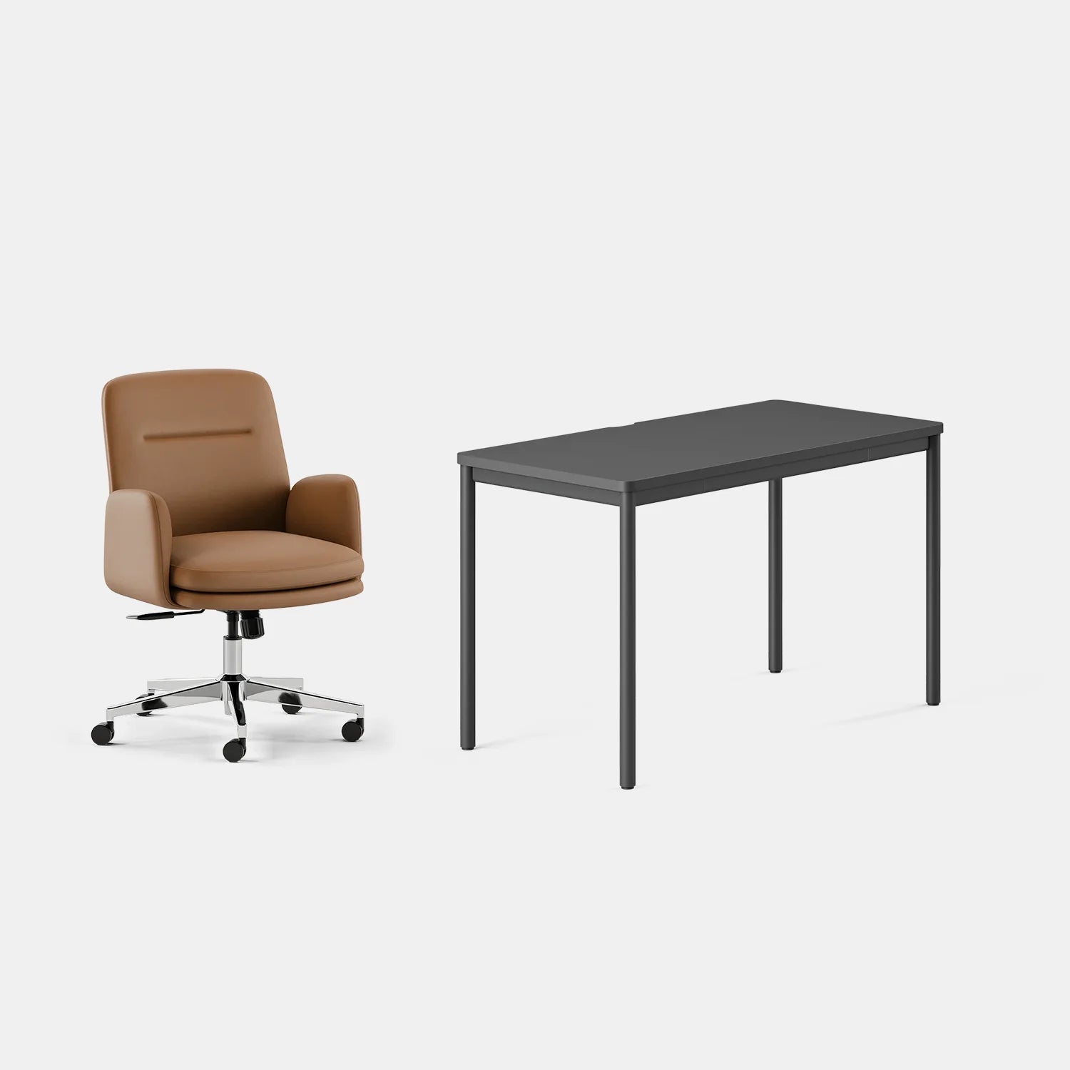 Chair Color:Canyon Vegan Leather; Desk Color:Charcoal/Charcoal;