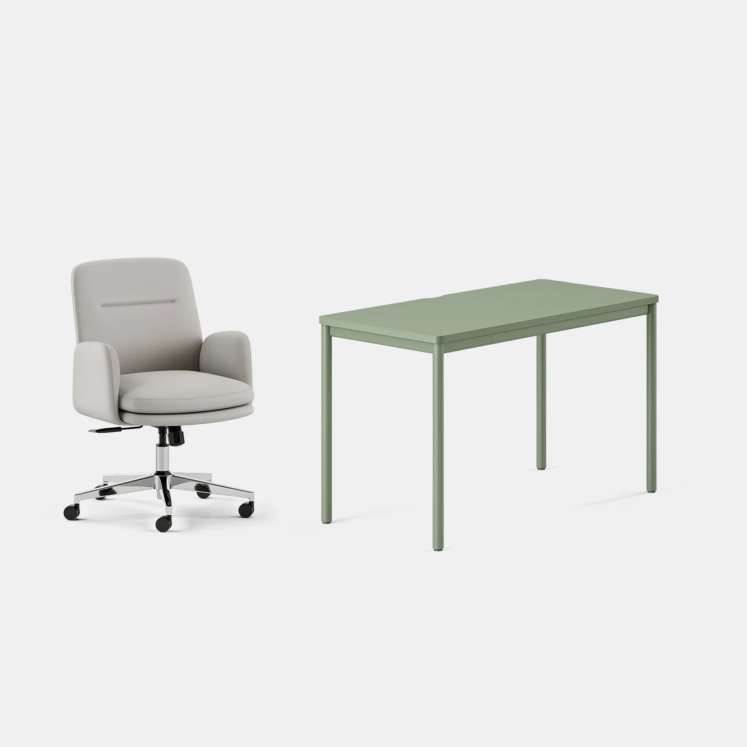 Chair Color:Limestone Vegan Leather; Desk Color:Sage/Sage;