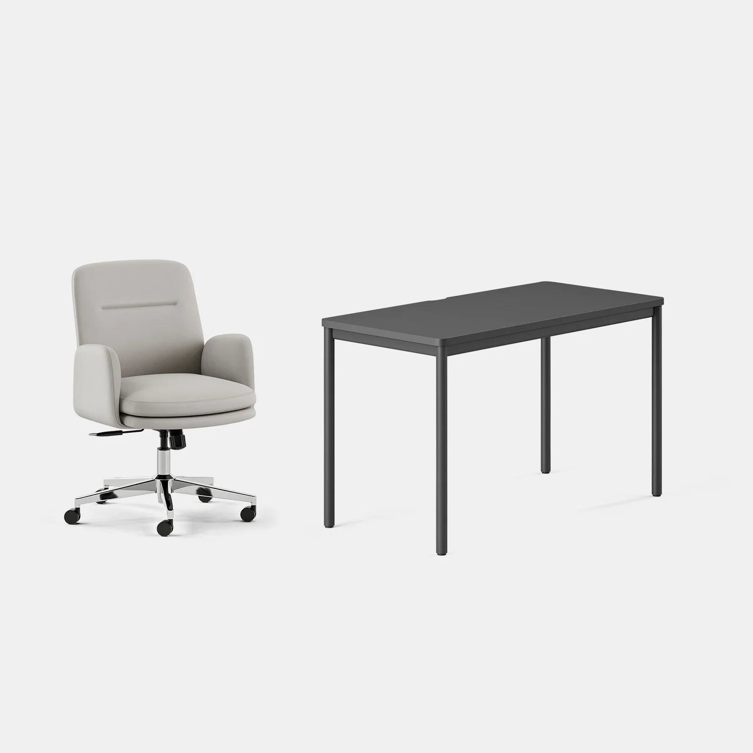 Chair Color:Limestone Vegan Leather; Desk Color:Charcoal/Charcoal;