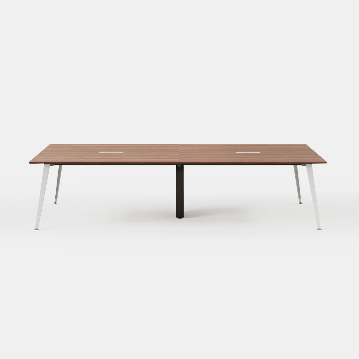 Top Color:Walnut; Leg Color:Powder White; Desk Size:118 inches x 48 inches;