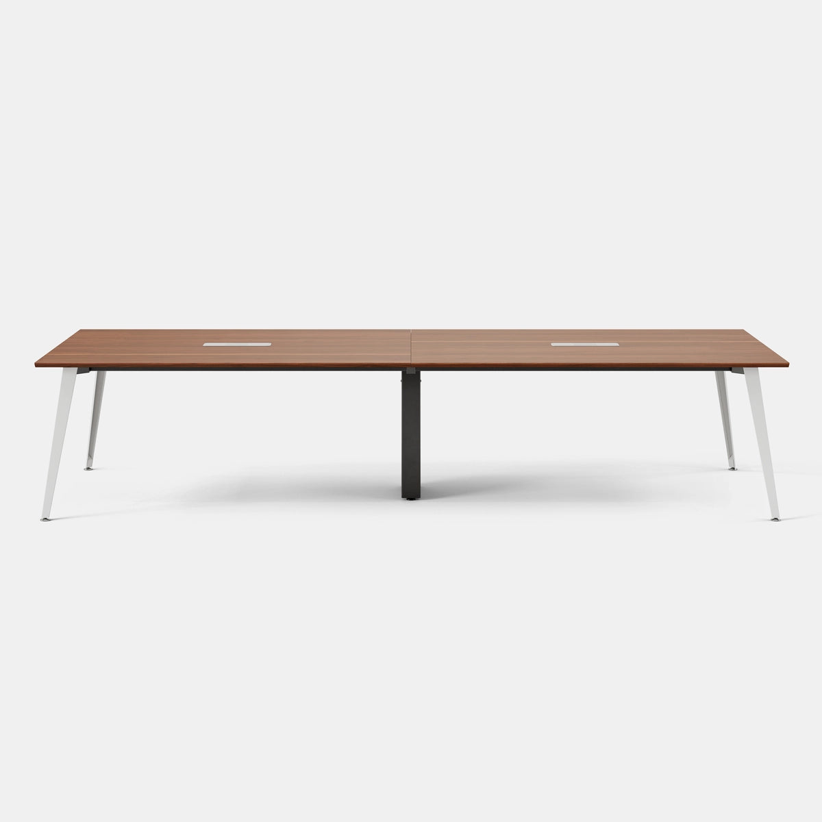 Top Color:Walnut; Leg Color:Powder White; Desk Size:142 inches x 48 inches;