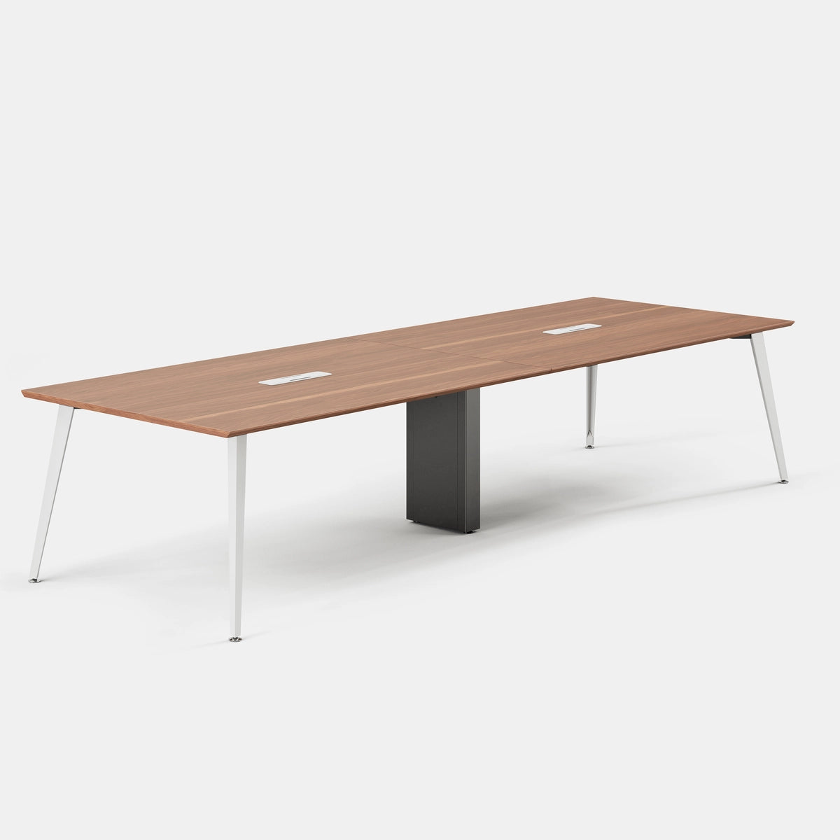 Top Color:Walnut; Leg Color:Powder White; Desk Size:142 inches x 48 inches;