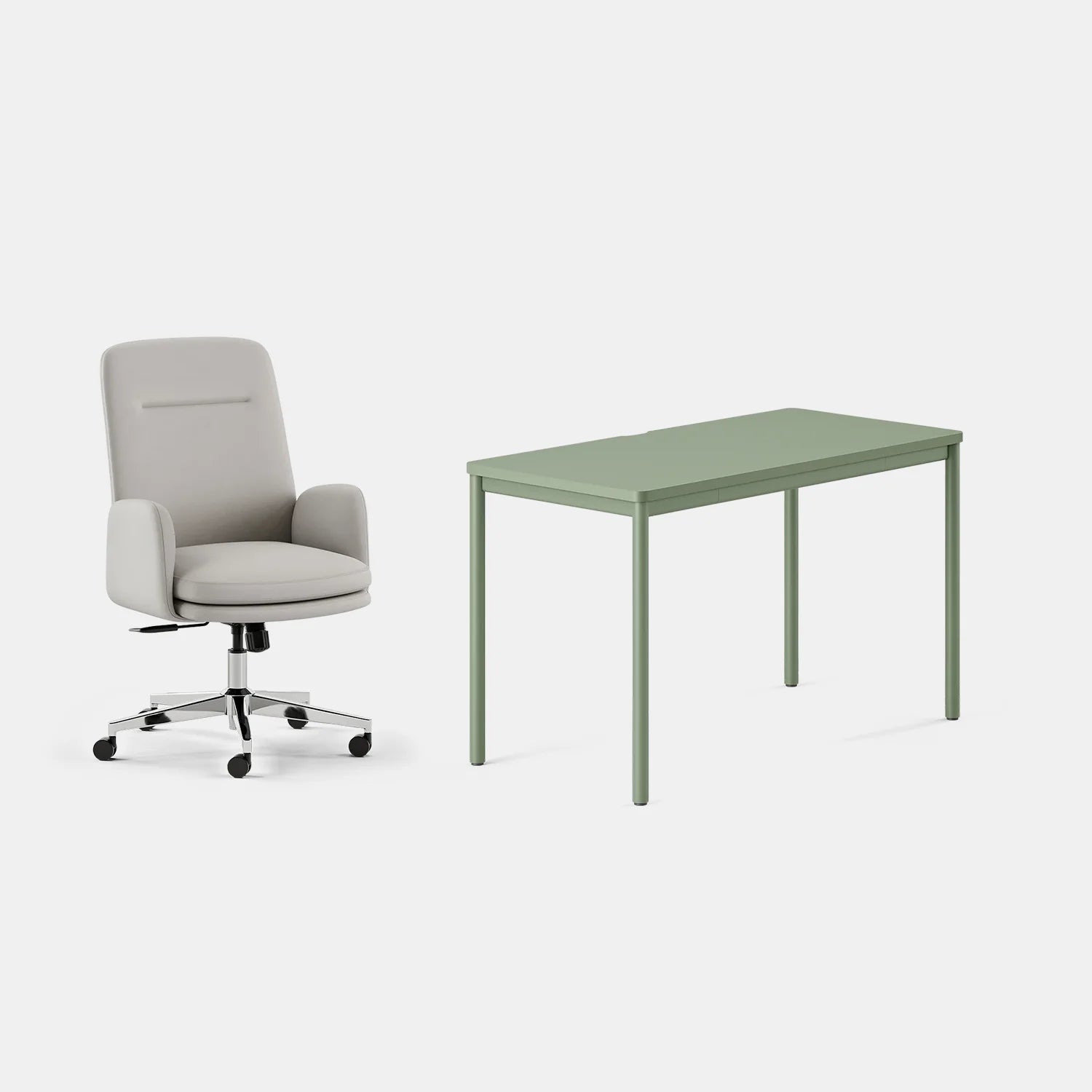 Chair Color:Limestone Vegan Leather; Desk Color:Sage/Sage;