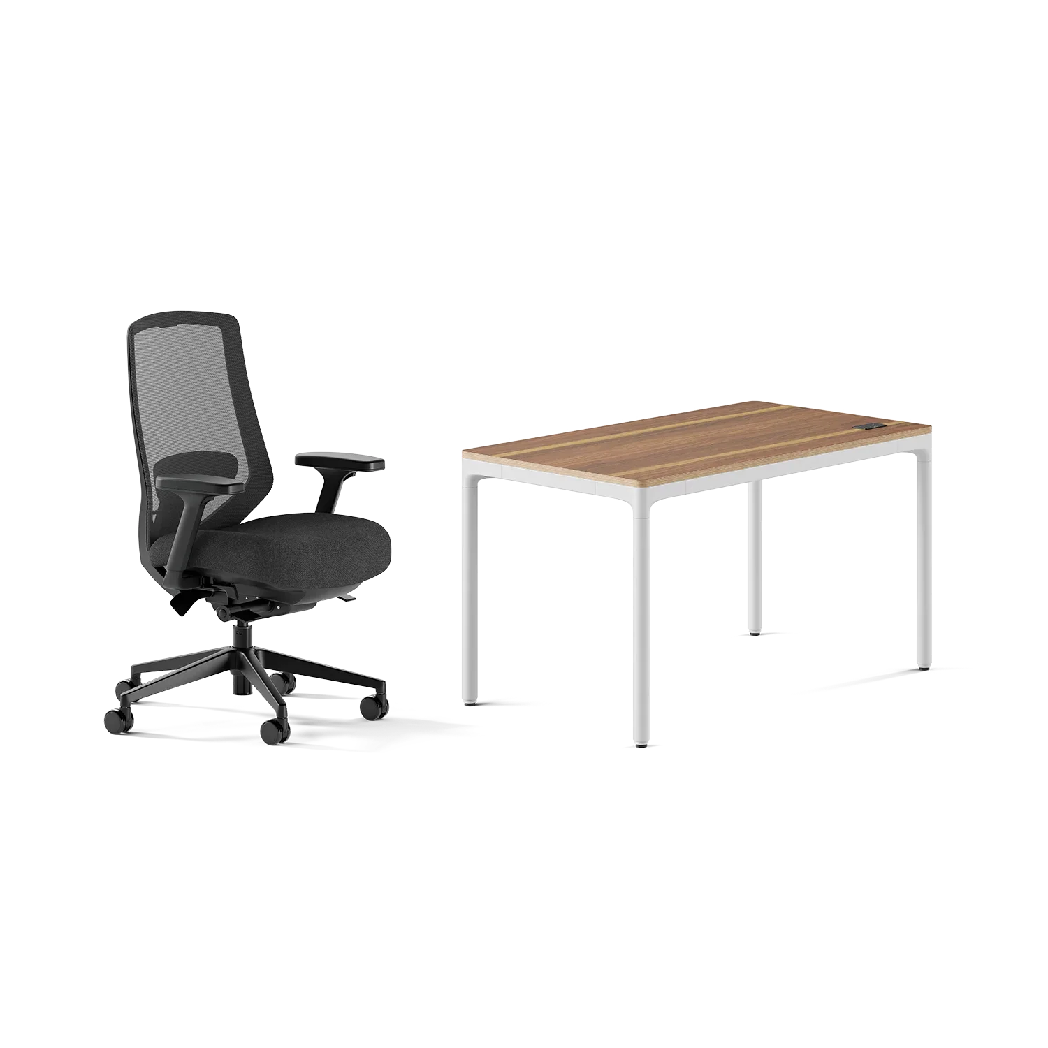 Chair Color:Black; Desk Color:Walnut/White;