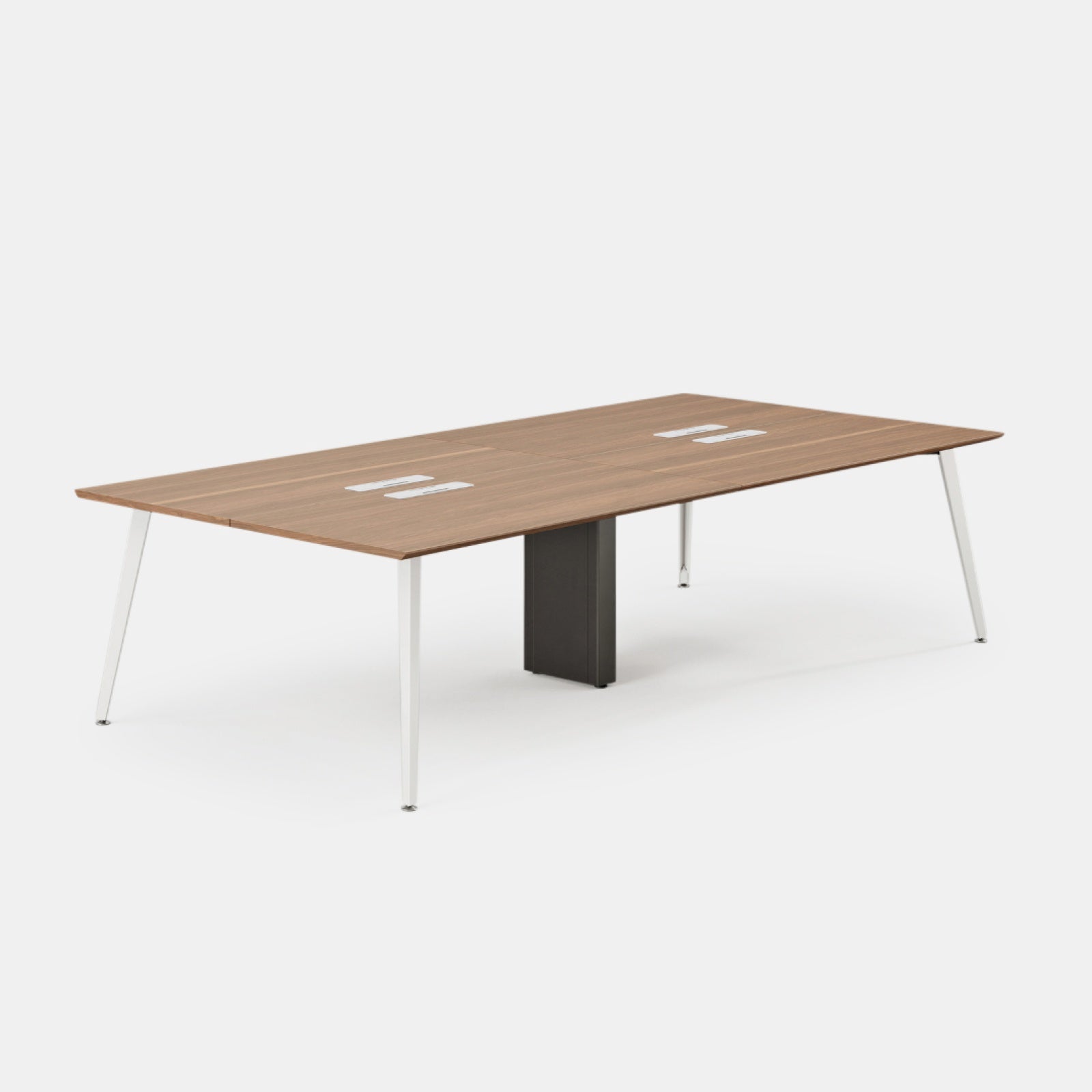 Top Color:Walnut; Leg Color:Powder White; Desk Size:120 inches x 60 inches;