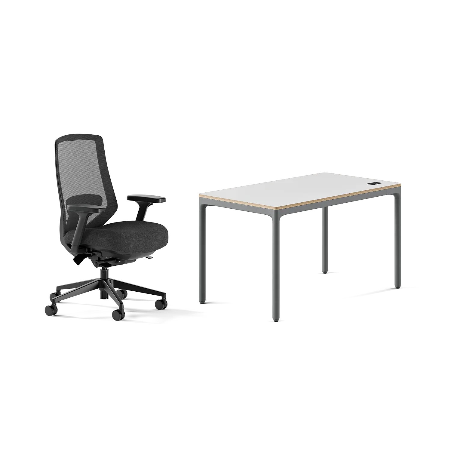 Chair Color:Black; Desk Color:White/Carbon;