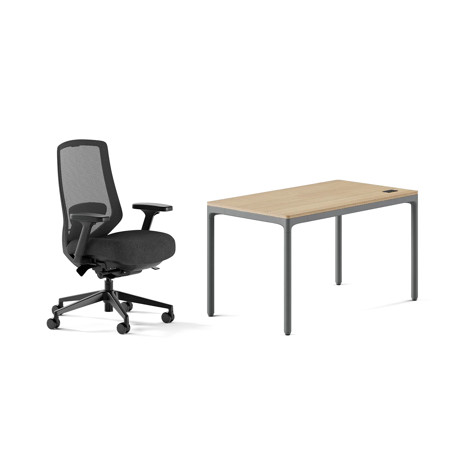 Chair Color:Black; Desk Color:Woodgrain/Carbon;