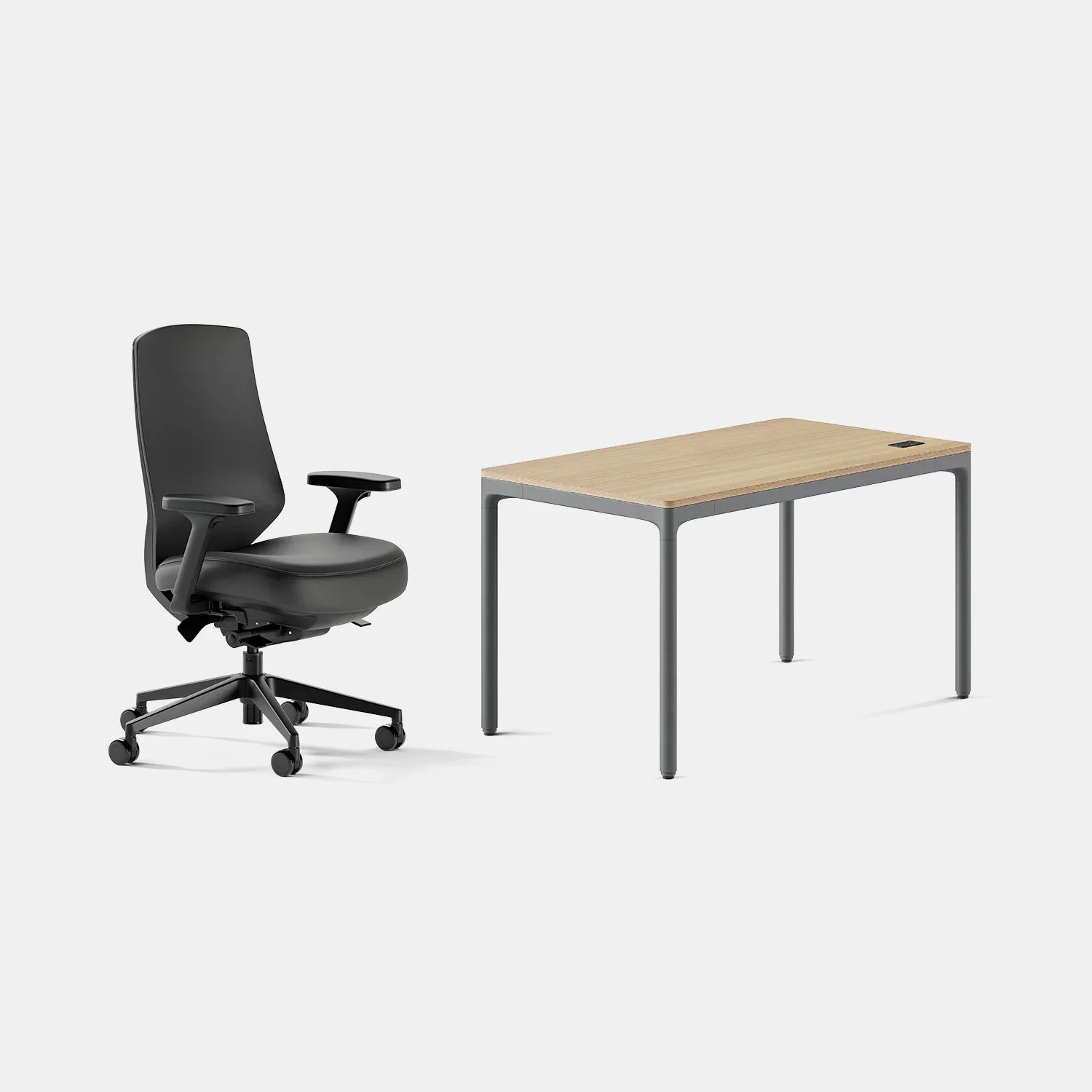 Chair Color:Black Vegan Leather; Desk Color:Woodgrain/Carbon;